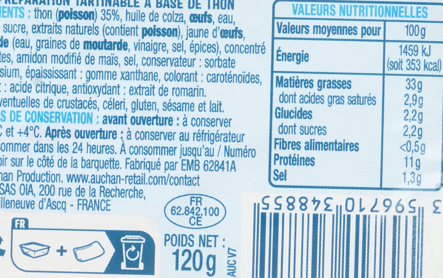 Auchan Tartinable au thon packshot