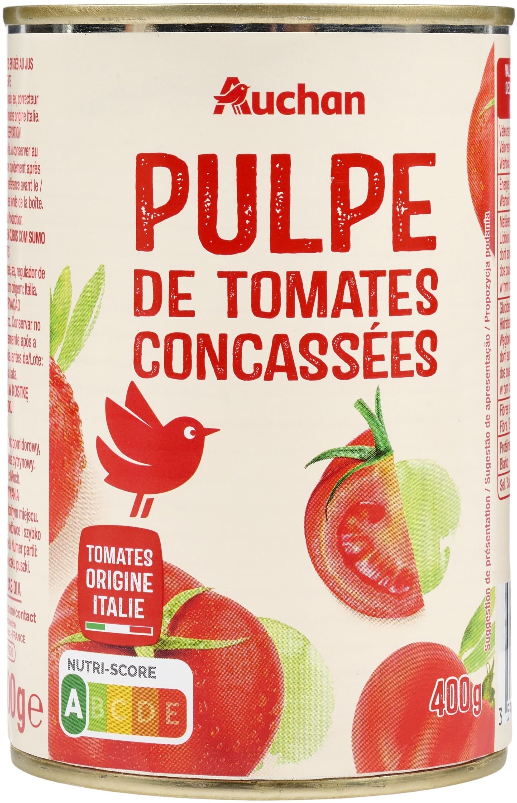 Auchan Pulpe de tomates concassées packshot