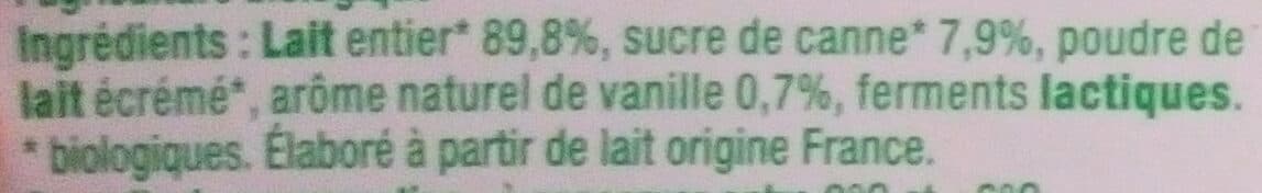 Auchan Bio Le Yaourt au lait entier Vanille issu de l'agriculture biologique packshot