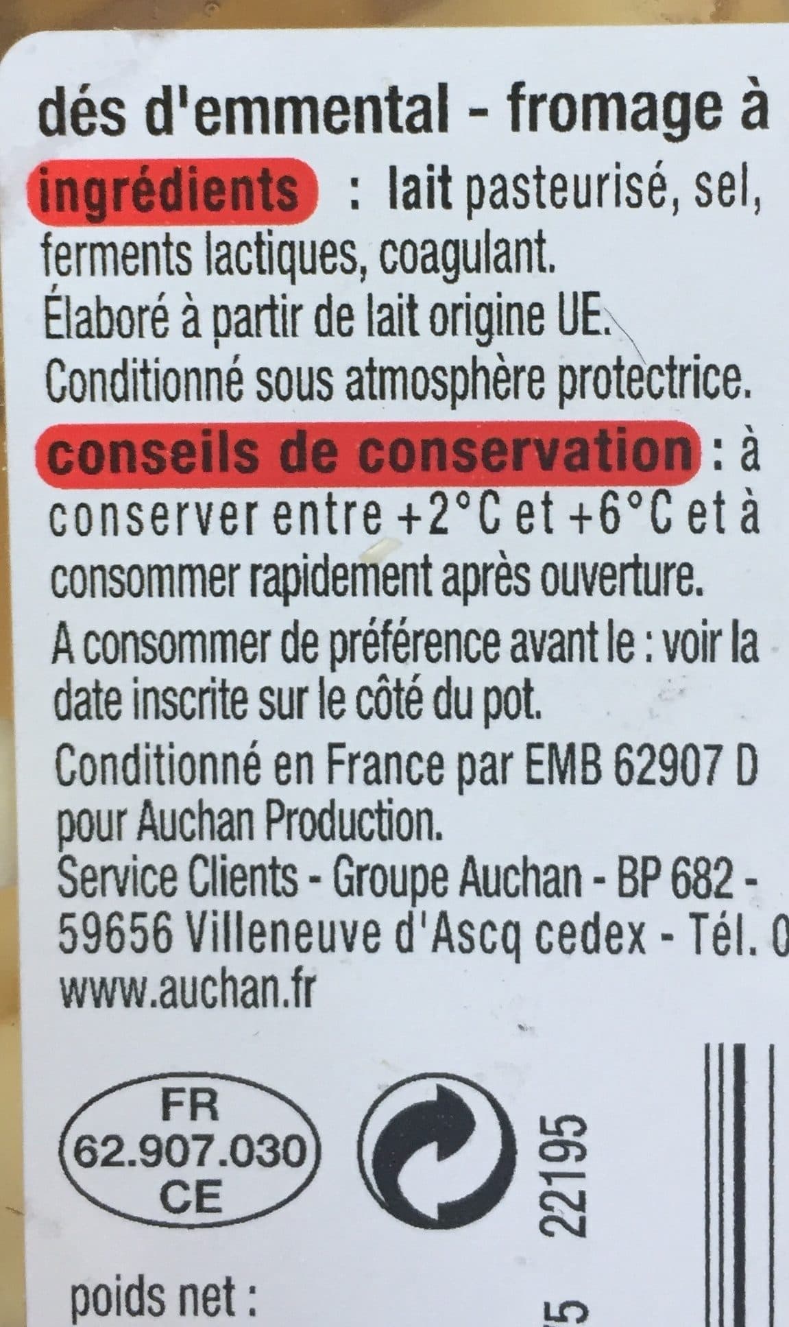 Auchan Emmental packshot