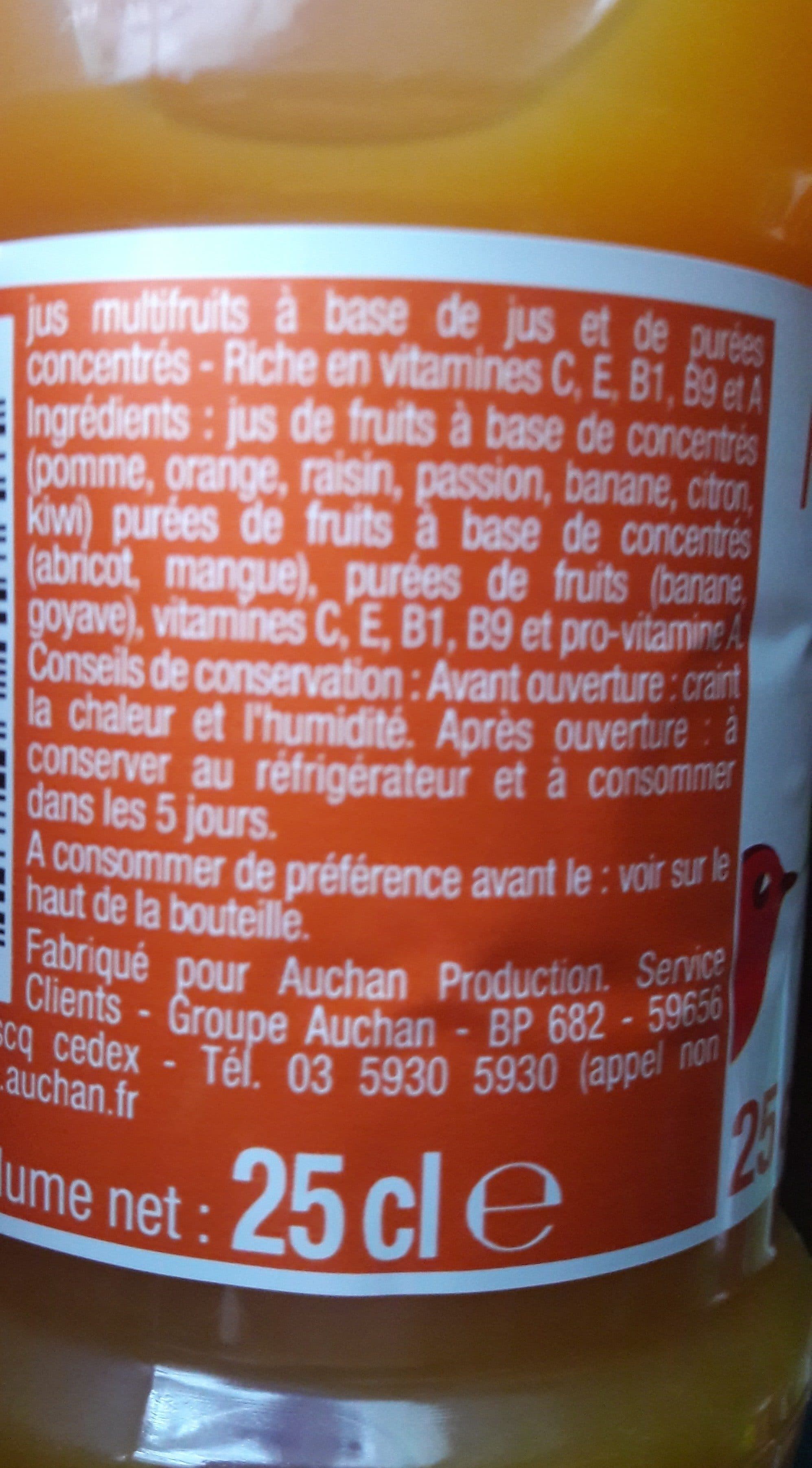 Auchan Multifruits - Jus de fruits à base de concentrés. Source de vitamine C packshot