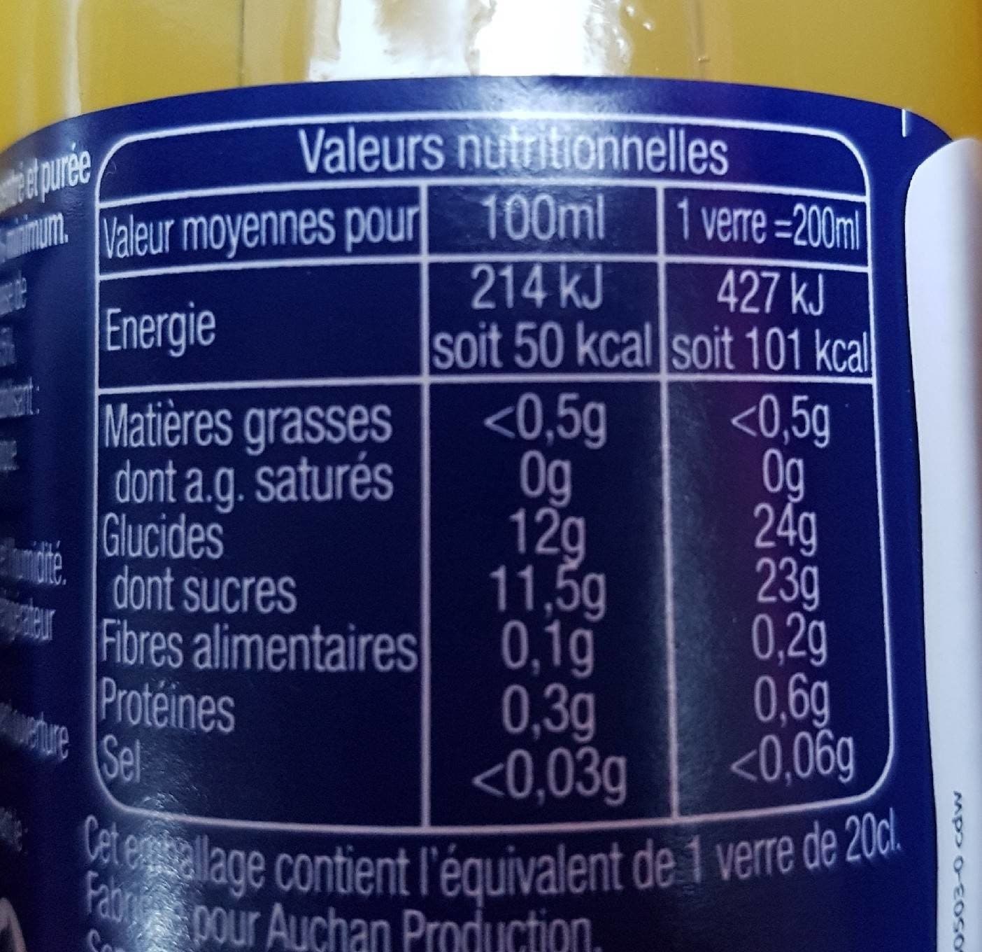 Auchan NECTAR ANANASTeneur en fruits 50% minimum packshot