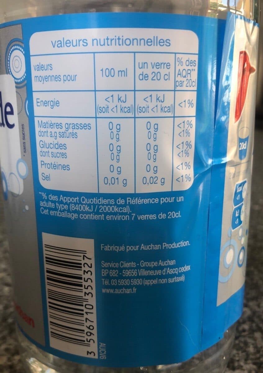 Auchan Limonade zéro à l'arôme naturel packshot