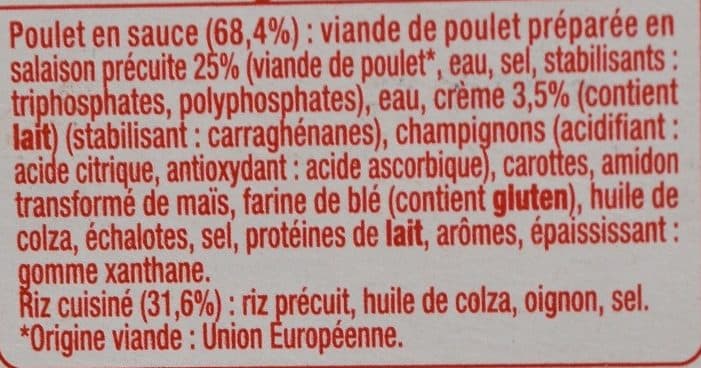 Auchan Poulet à la crème et son riz pilaf packshot