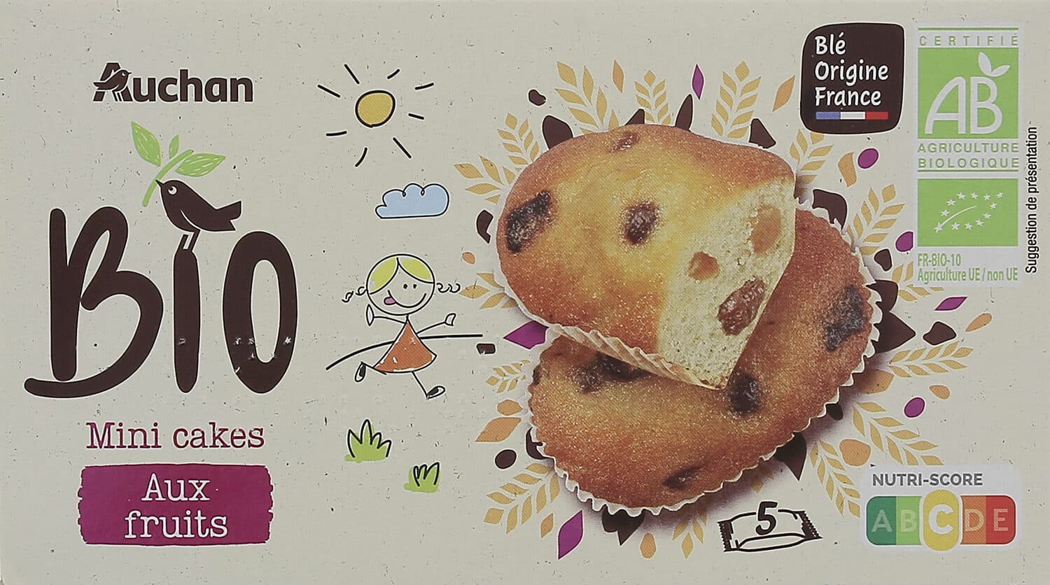 Auchan Bio Mini cake aux fruits packshot