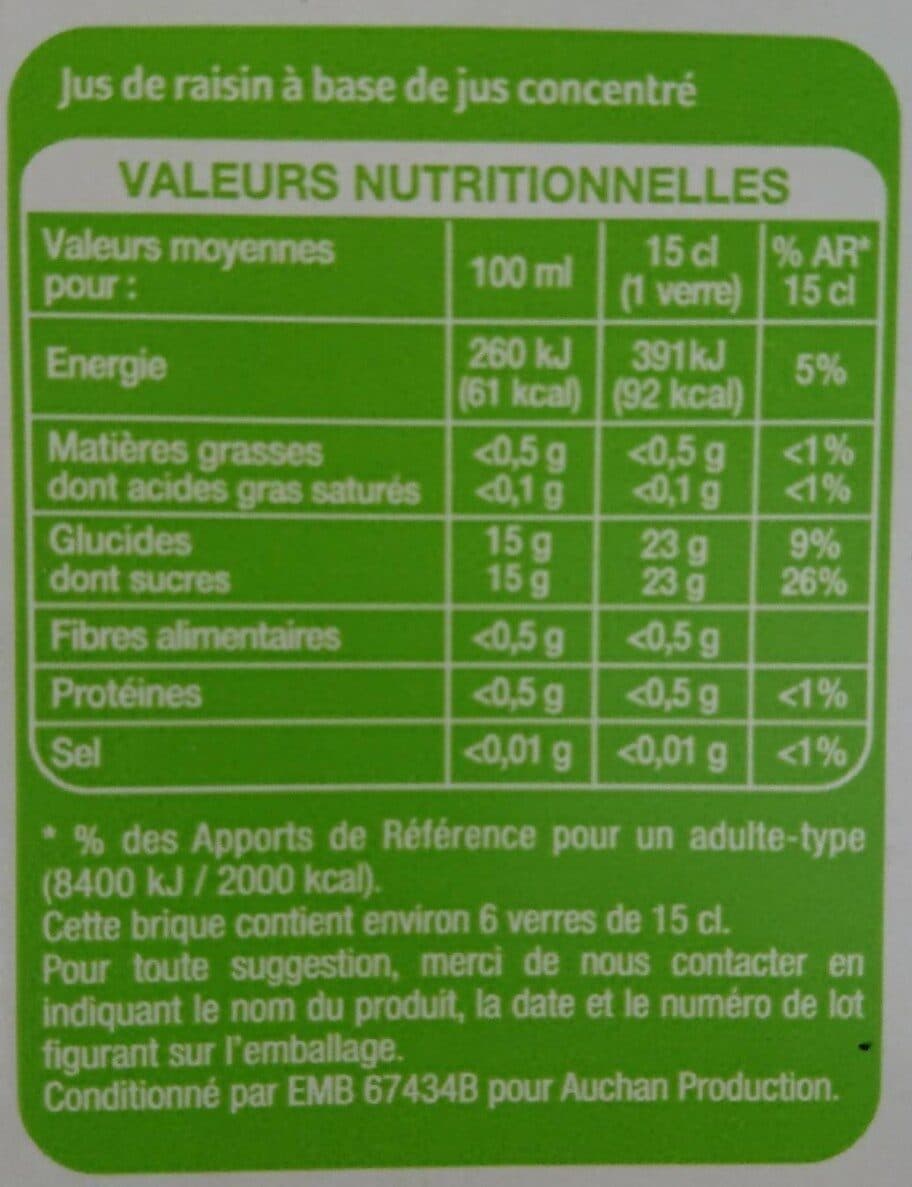 Auchan Jus Raisin à base de concentré packshot