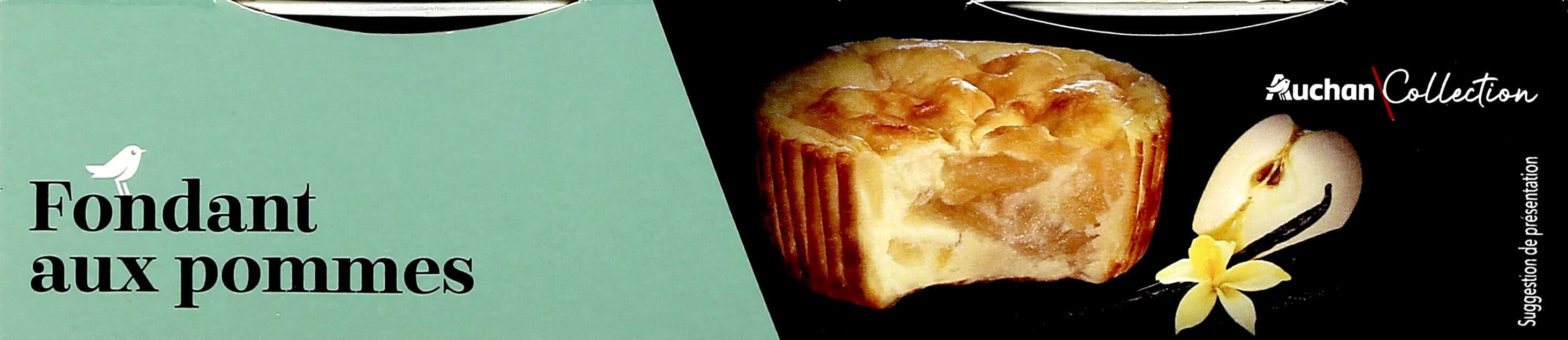 Auchan Collection Fondant aux pommes.Gâteau aux pommes fondantes parfumées au rhum et à la vanille. packshot