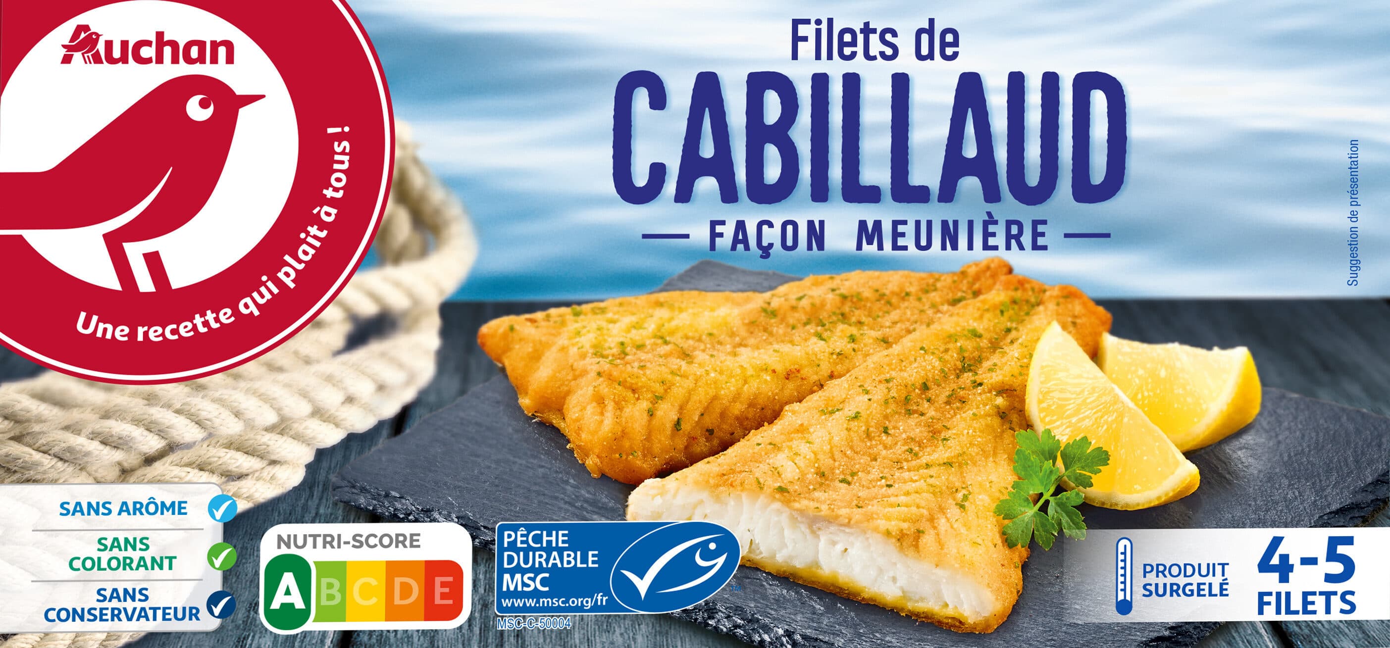 Auchan Filets de cabillaud facon meunière packshot
