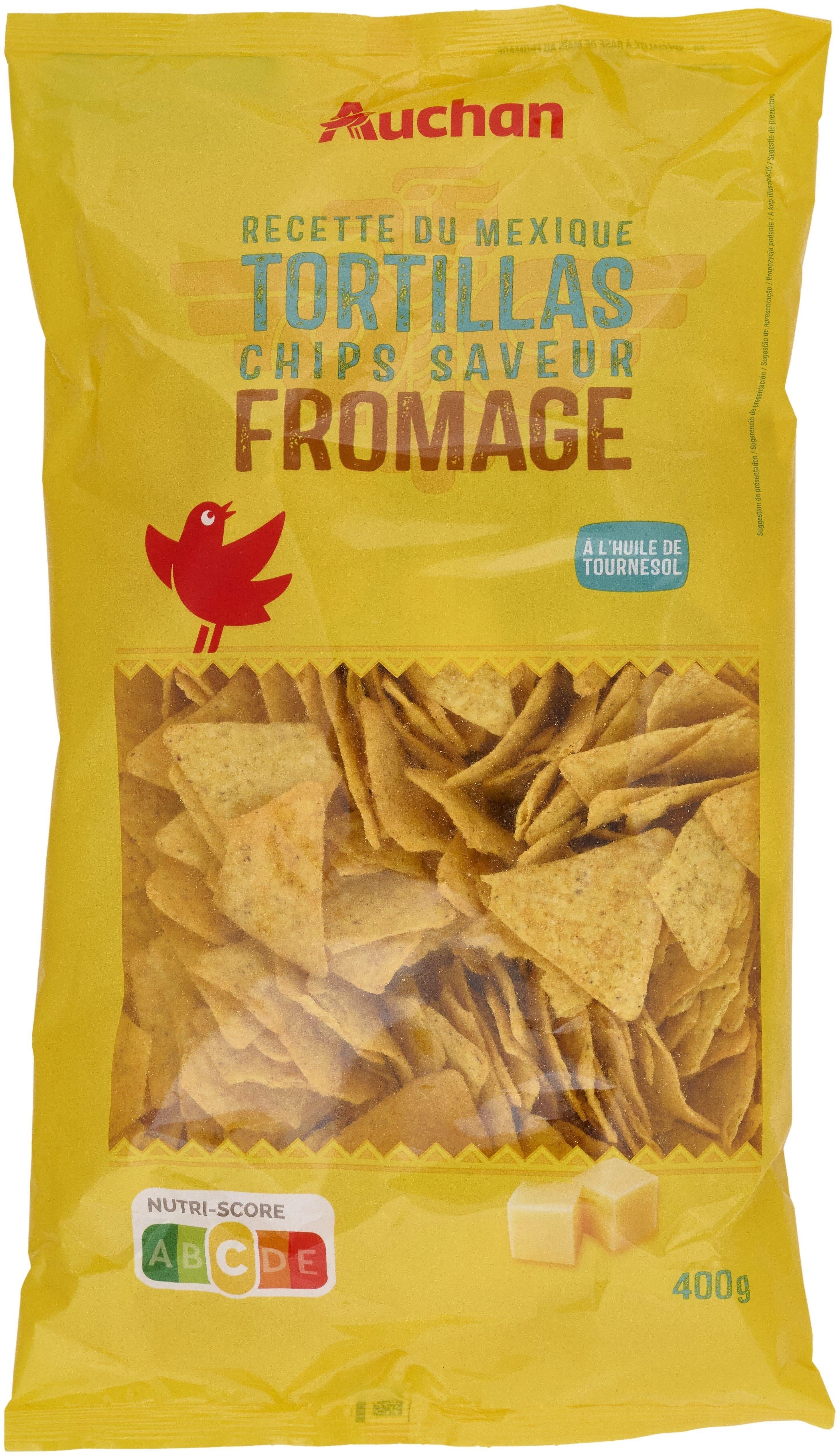 Auchan Tortilla Chips fromage à l'huile de tournesol packshot