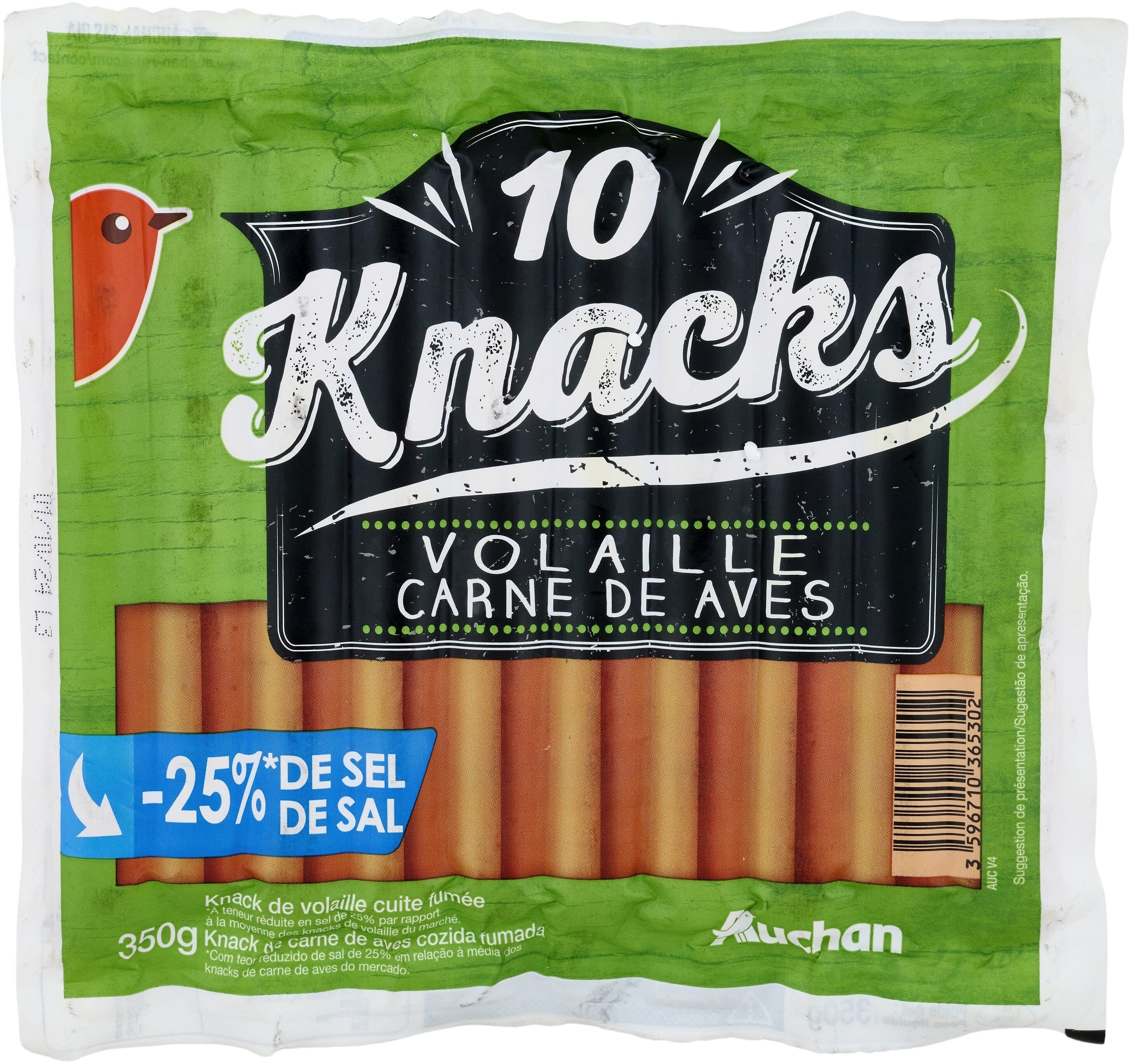 Auchan Knack volaille -25% de sel* packshot