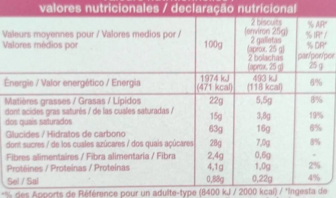 Auchan Sablés pur beurre framboise packshot