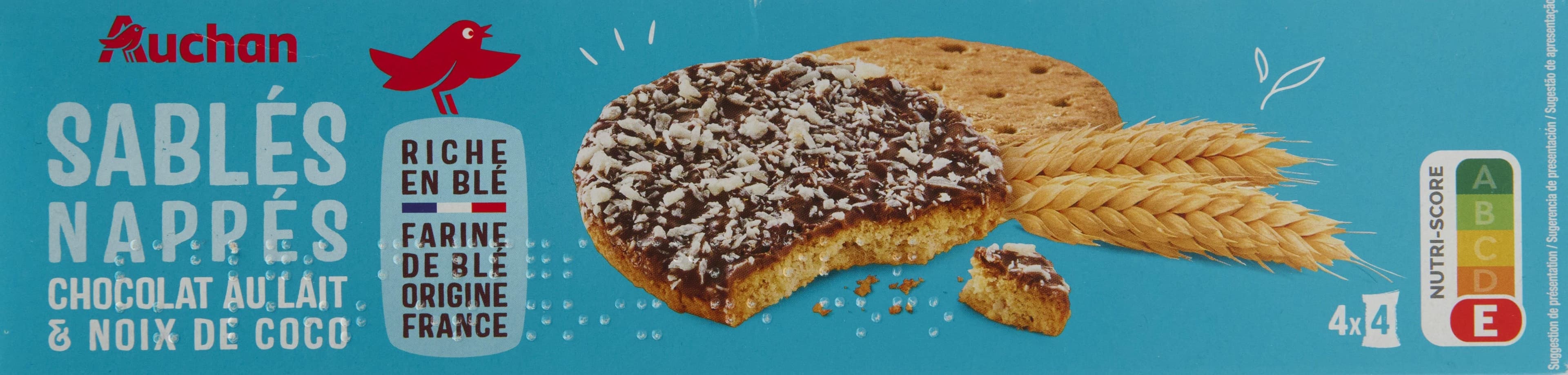 Auchan Sablés nappés chocolat au lait et noix de coco packshot