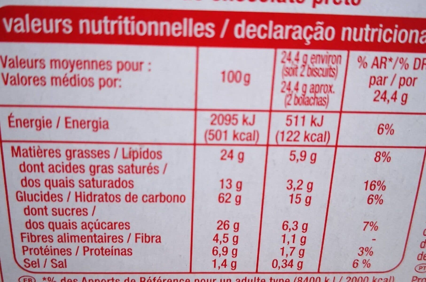 Auchan Sablés nappés chocolat noir packshot