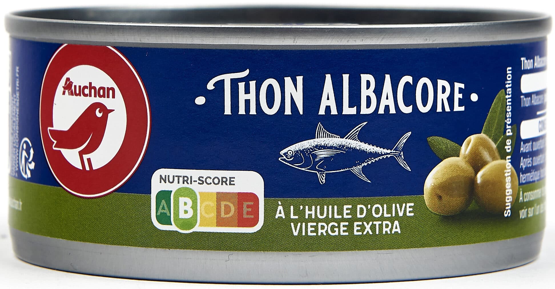 Auchan Thon Albacore entier à l'huile d'olive vierge extra packshot