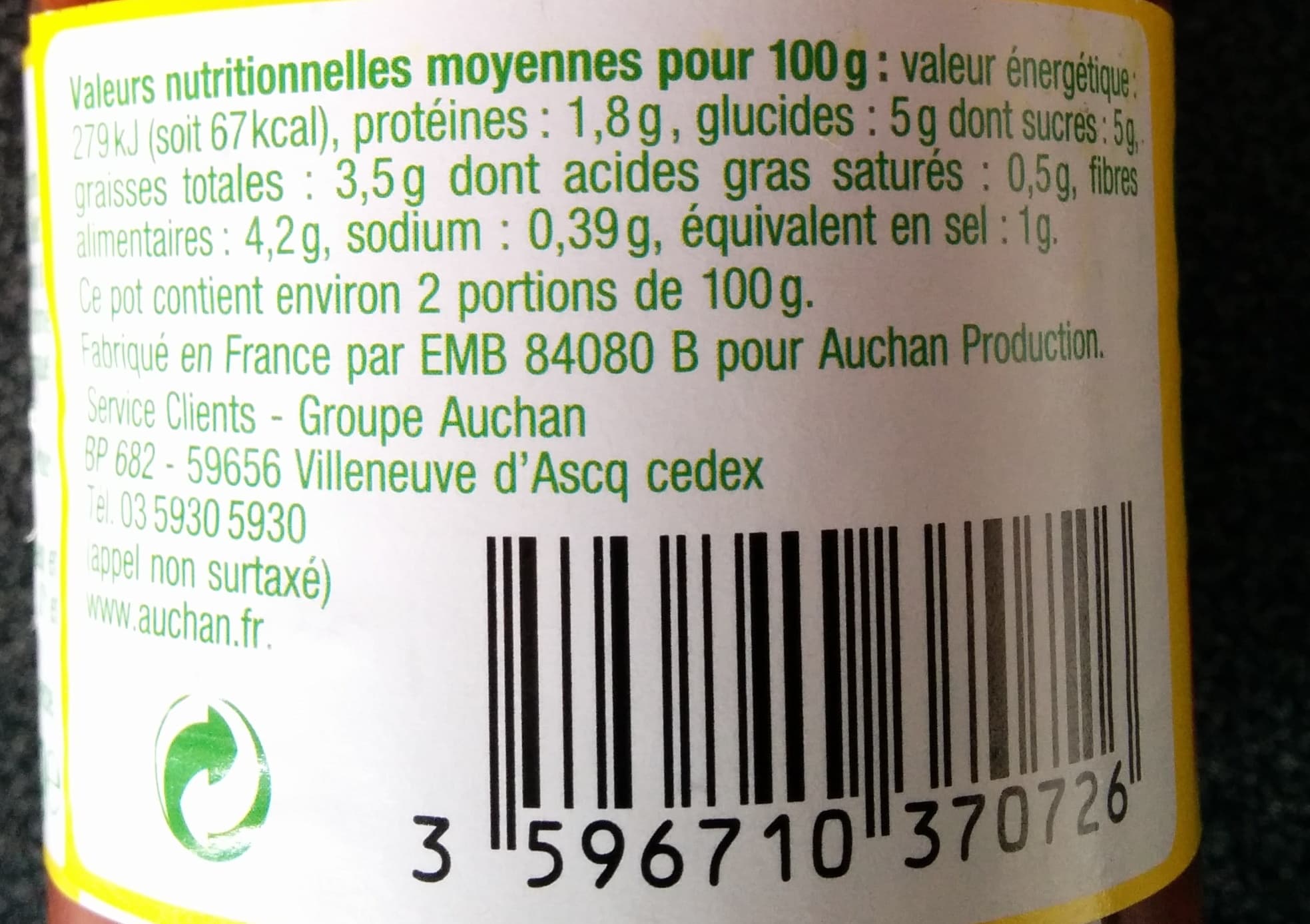 Auchan Sauce tomate champignons packshot