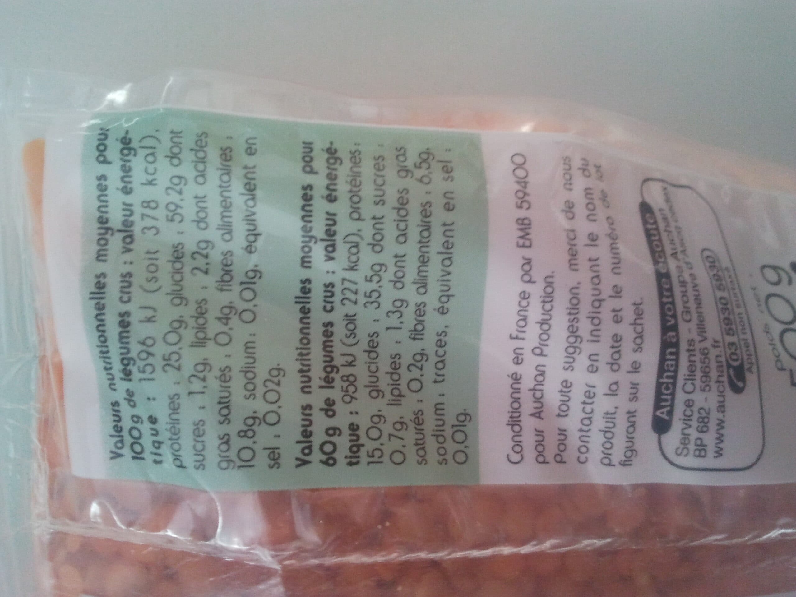 Auchan Lentilles corail packshot