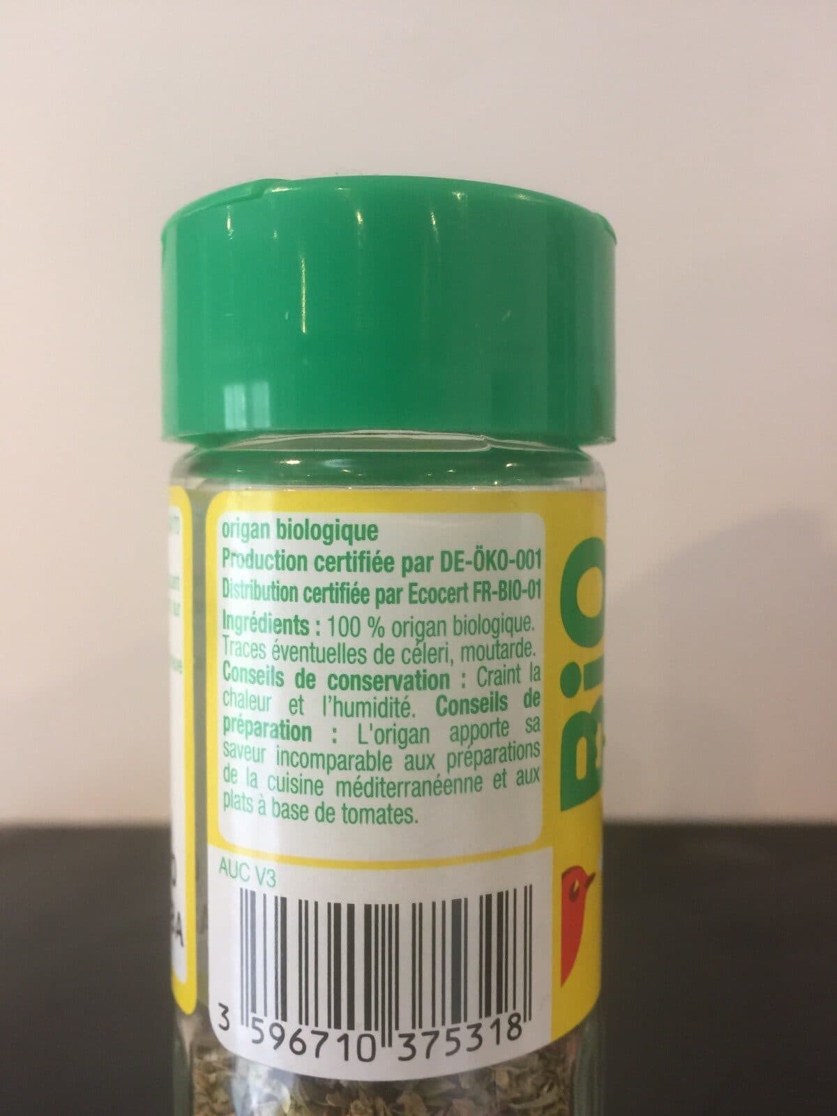 Auchan Origan issu de l'agriculture biologique packshot