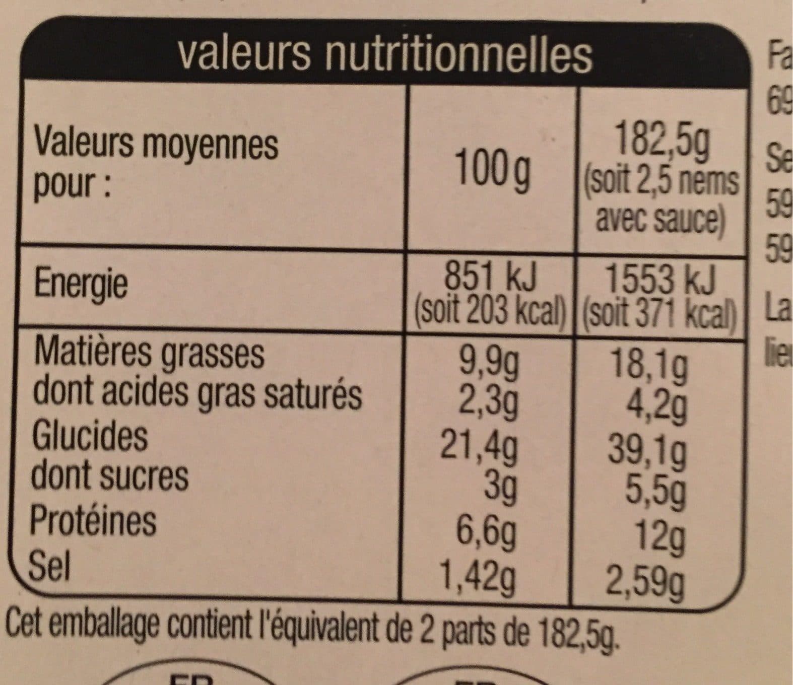 Auchan RECETTE D'ASIE4 nems au porc (+1 gratuit) avec sauce nuoc mamPICTO : 4 nems (+1 gratuit) + 2 sachets de sauce packshot