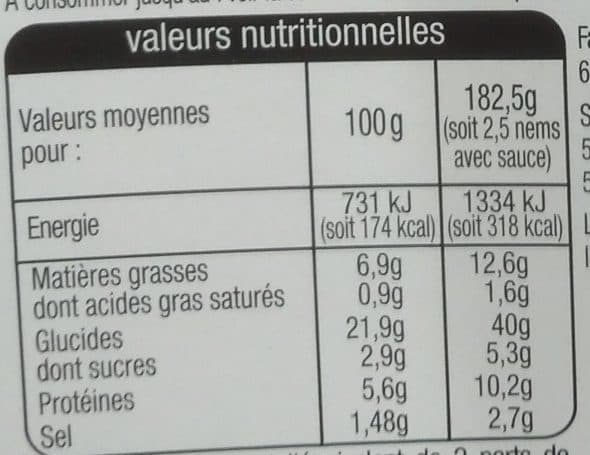 Auchan RECETTE D'ASIEnems volaille menthe sauce nuoc mamPICTO : 4 nems (+1offert) + 2 sachets de sauce packshot