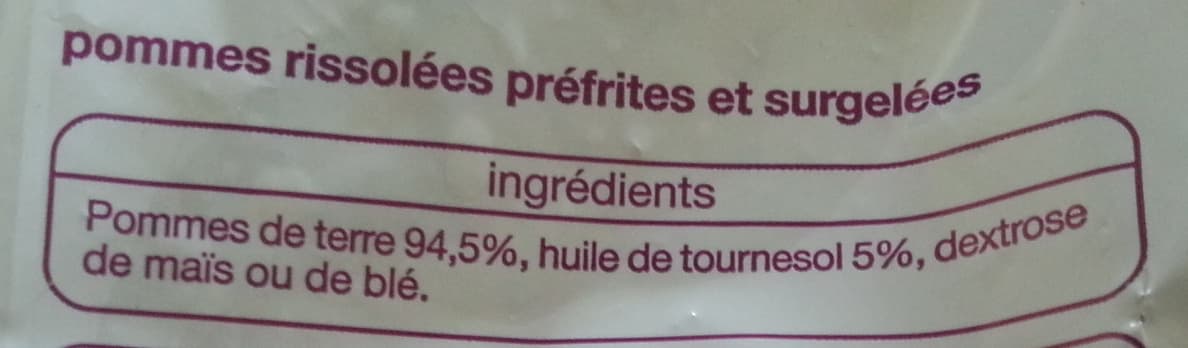 Auchan Les pommes de terreRissolées packshot