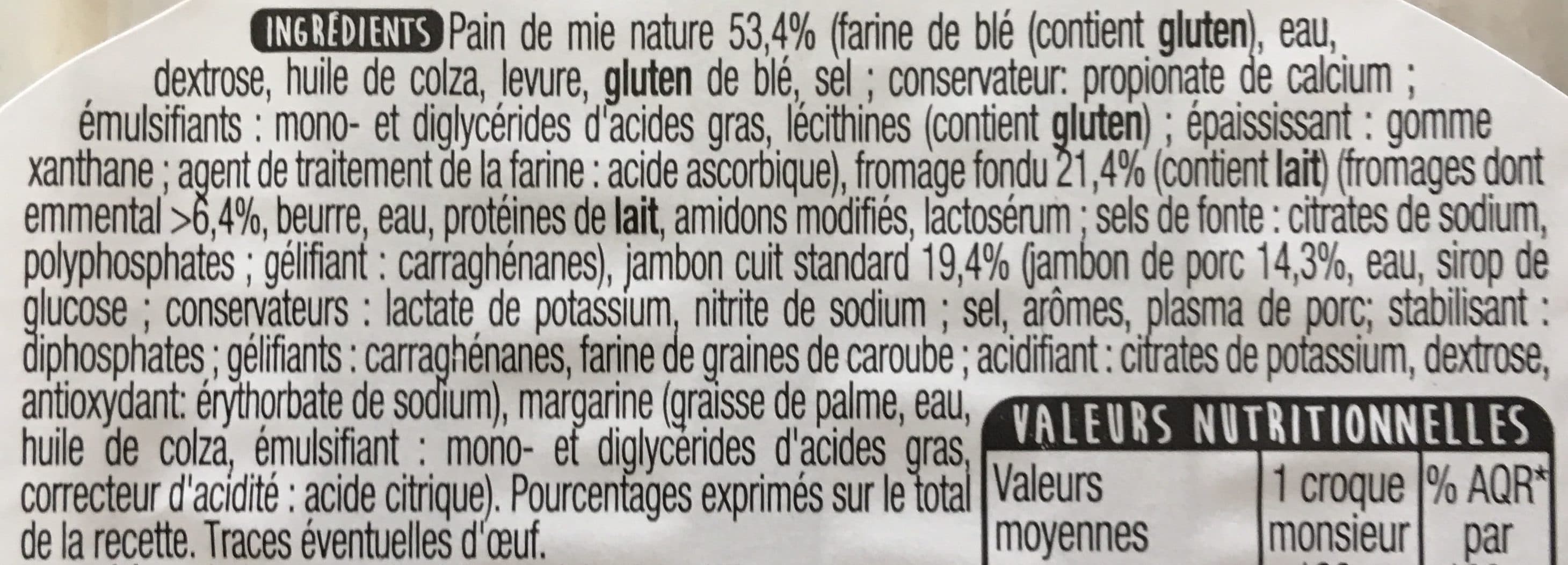 Auchan Le croque sans croûte jambon fromage fondu packshot
