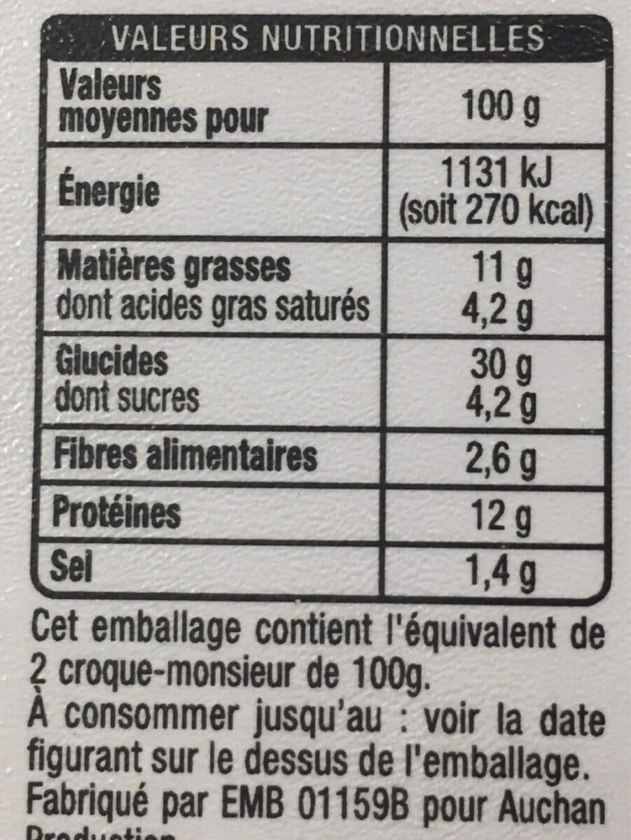 Auchan Le croque sans croûte jambon fromage fondu packshot