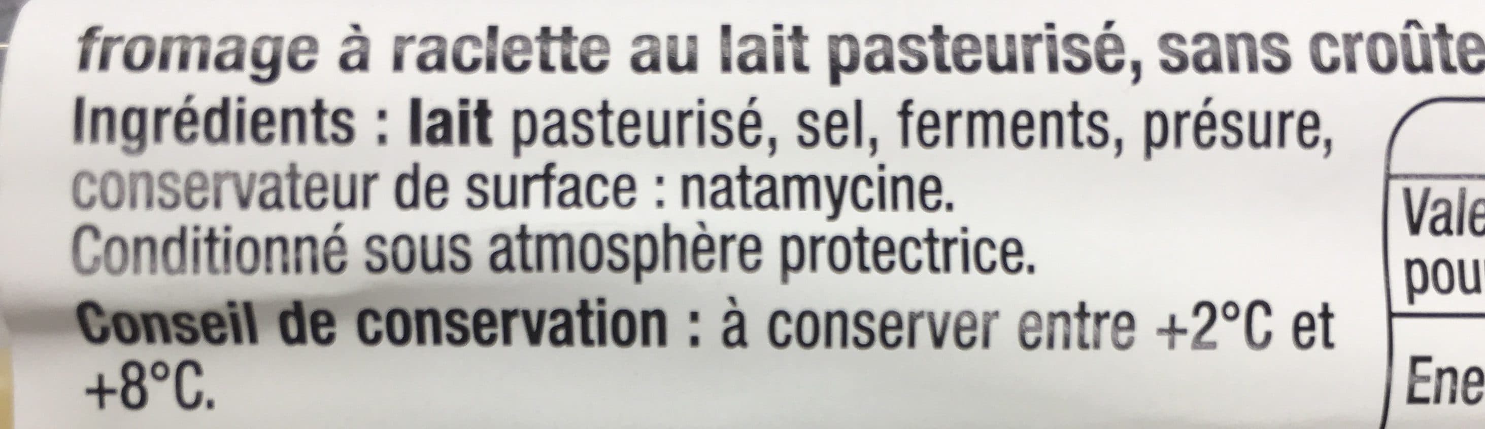 Auchan Raclette sans croûte nature packshot