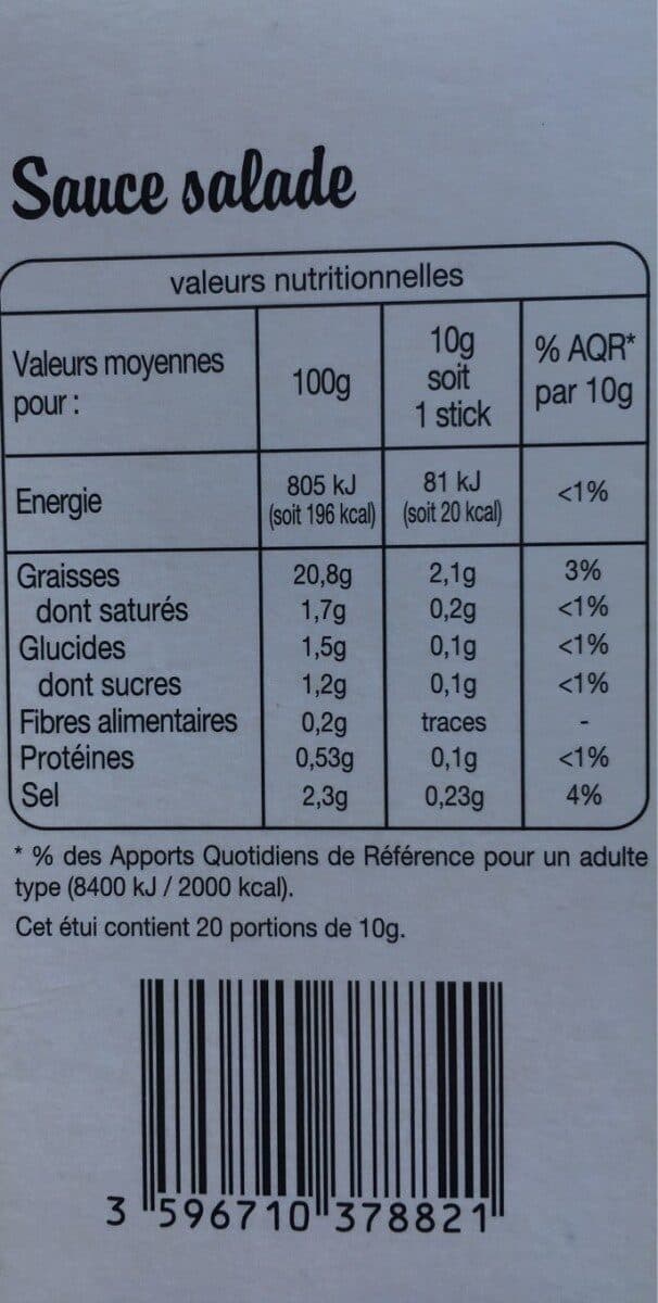 Auchan Sauce salade20 doses individuelles packshot