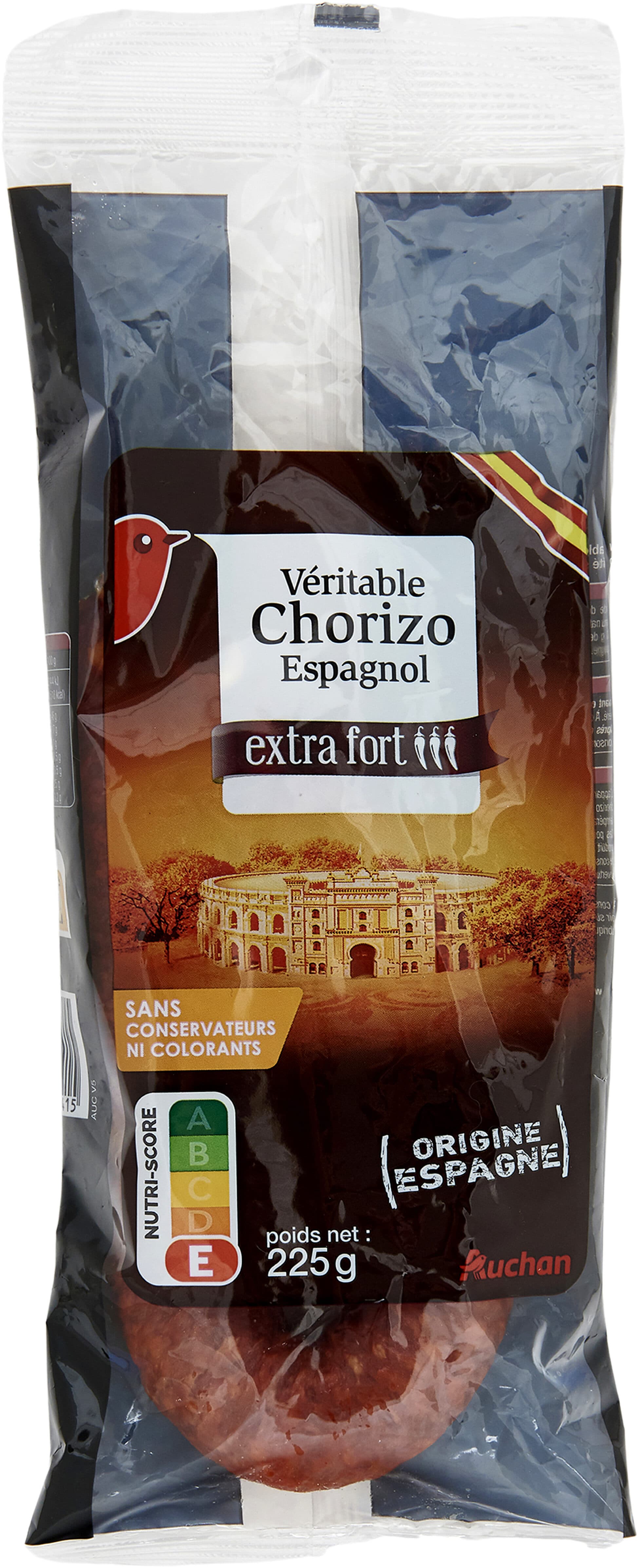 Auchan Véritable Chorizo Espagnol Extra Fort. packshot