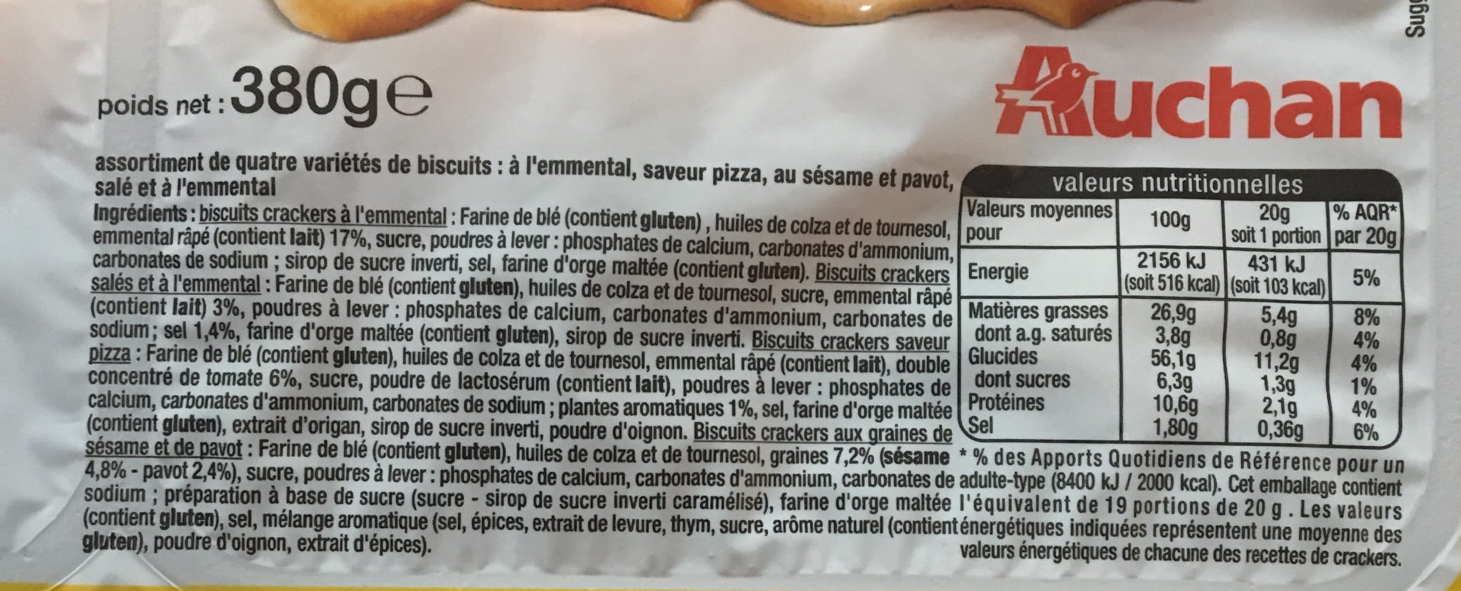 Auchan Crakers'party : Pizz'apéro, chees'apéro, mix'apéro, triangl'apéro packshot