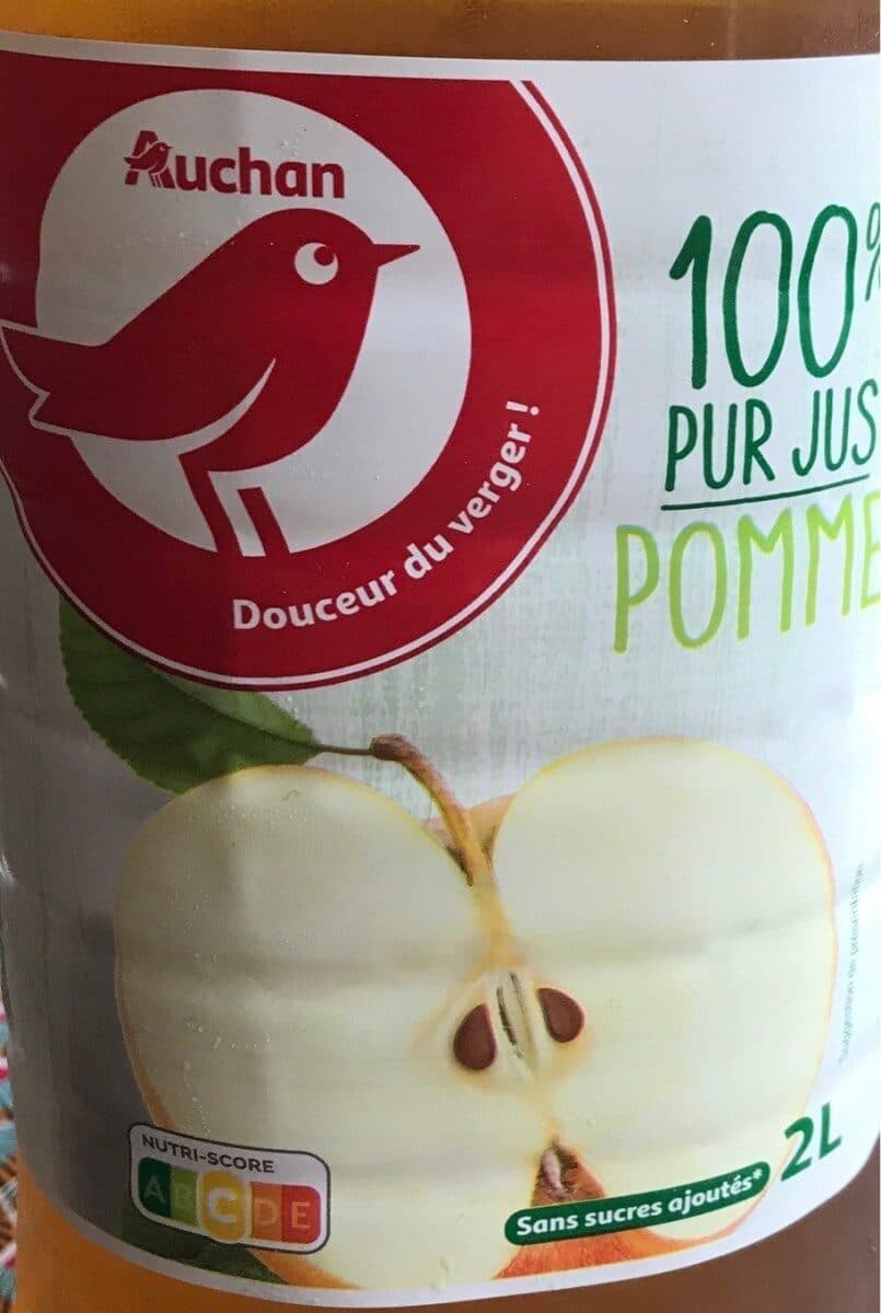 Auchan 100% - Pur jus - pommeSans sucres ajoutés** Comme tous les jus de fruits. Contient les sucres naturellement présents dans les fruits. packshot