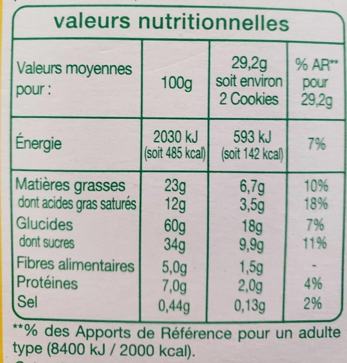 Auchan Bio Cookie pépites de chocolat packshot