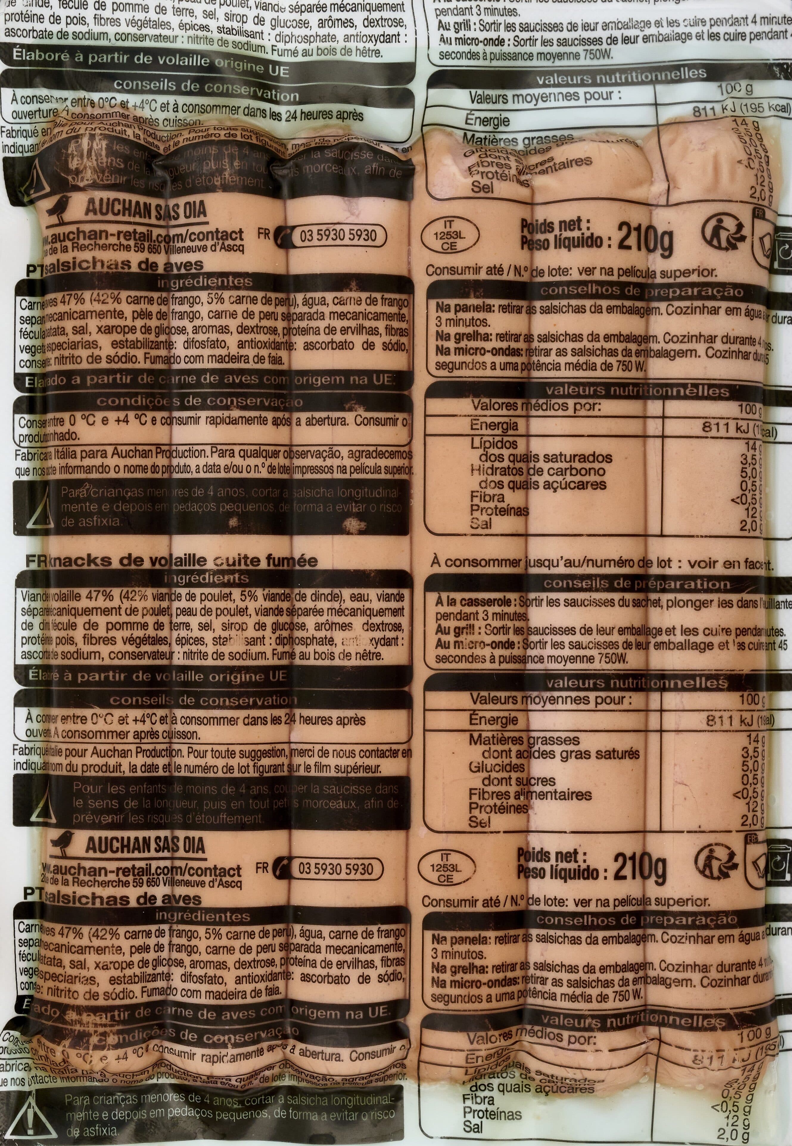 Auchan Knacks de volaille packshot