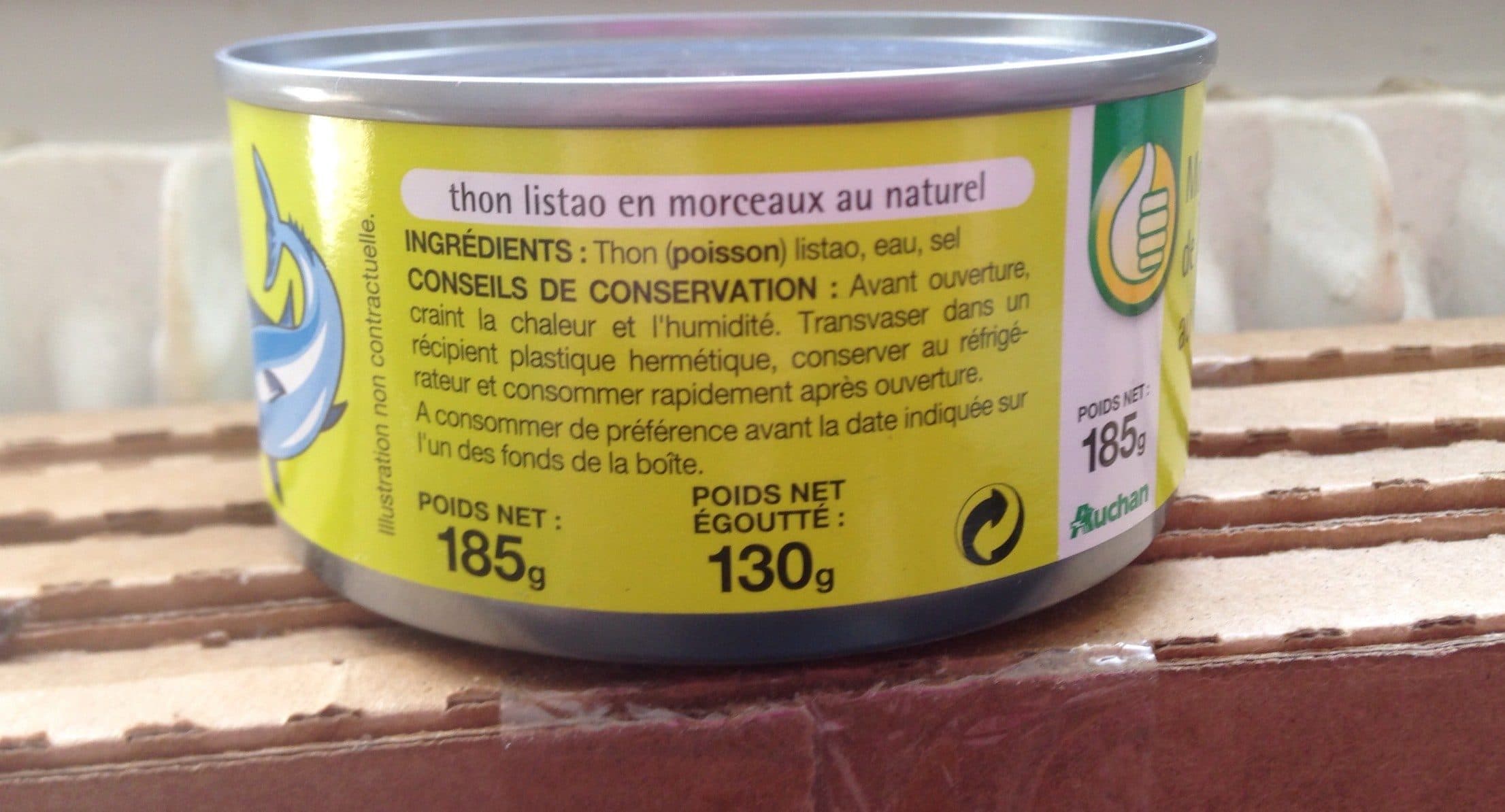 Auchan Morceaux de thon au naturel packshot