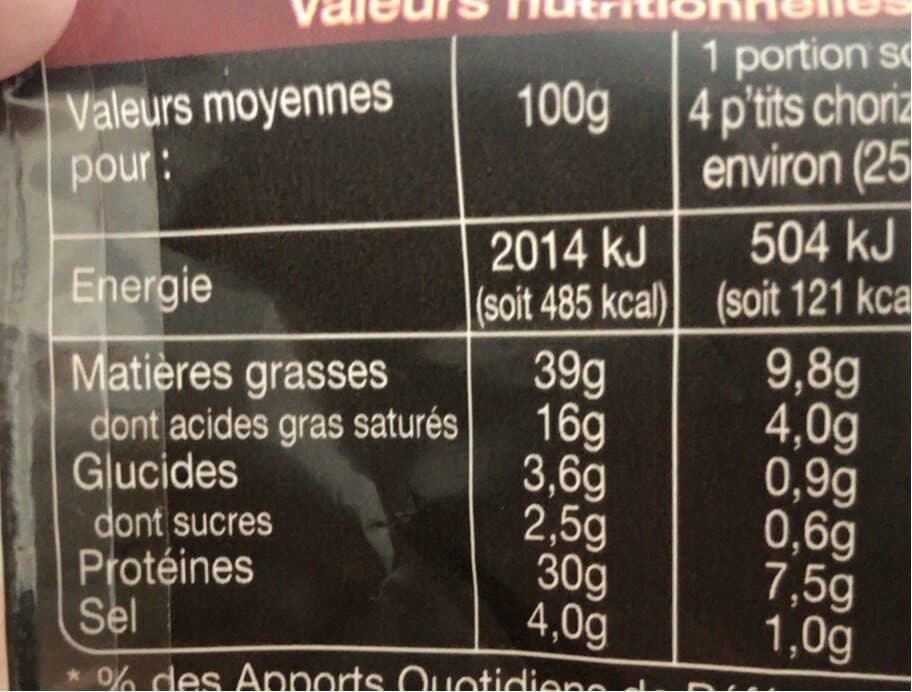 Auchan P'tit chorizos fort packshot