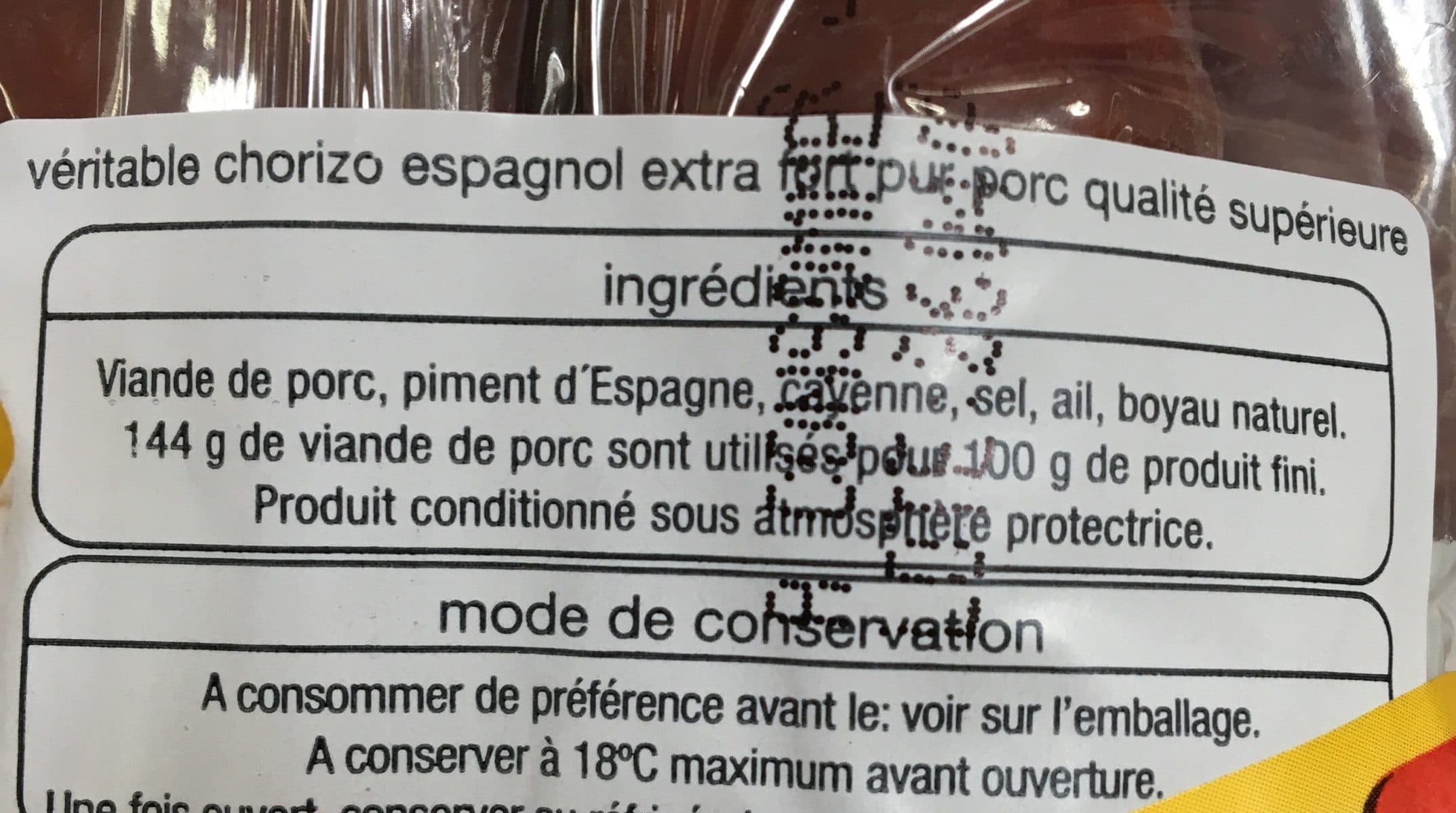 Auchan Véritable Chorizo Espagnol Extra Fort. packshot