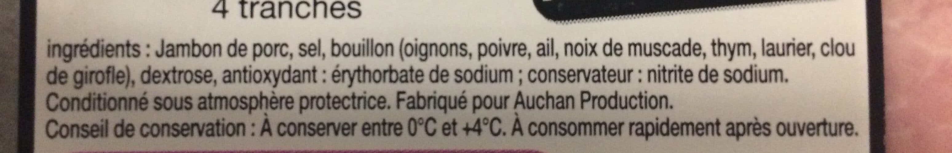 Auchan le charcutier Jambon cuit supérieur sans couenne packshot