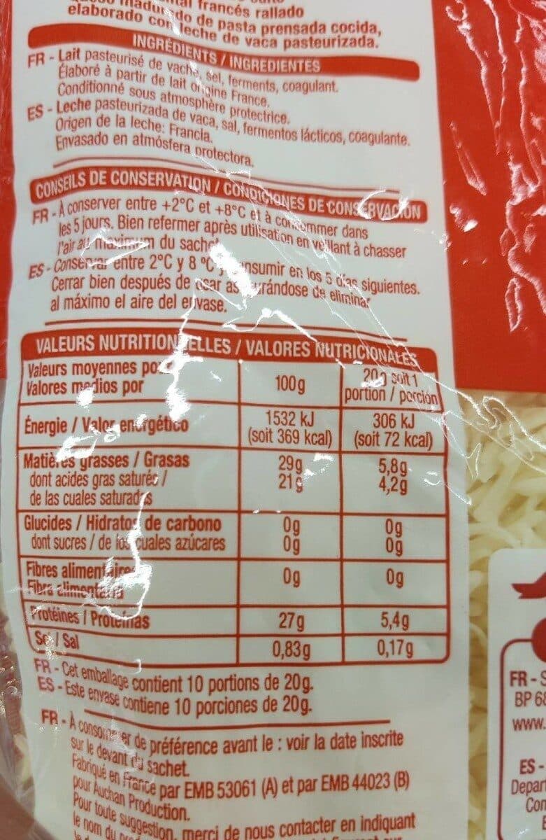 Auchan Emmental râpéCLASSIQUE 200G packshot