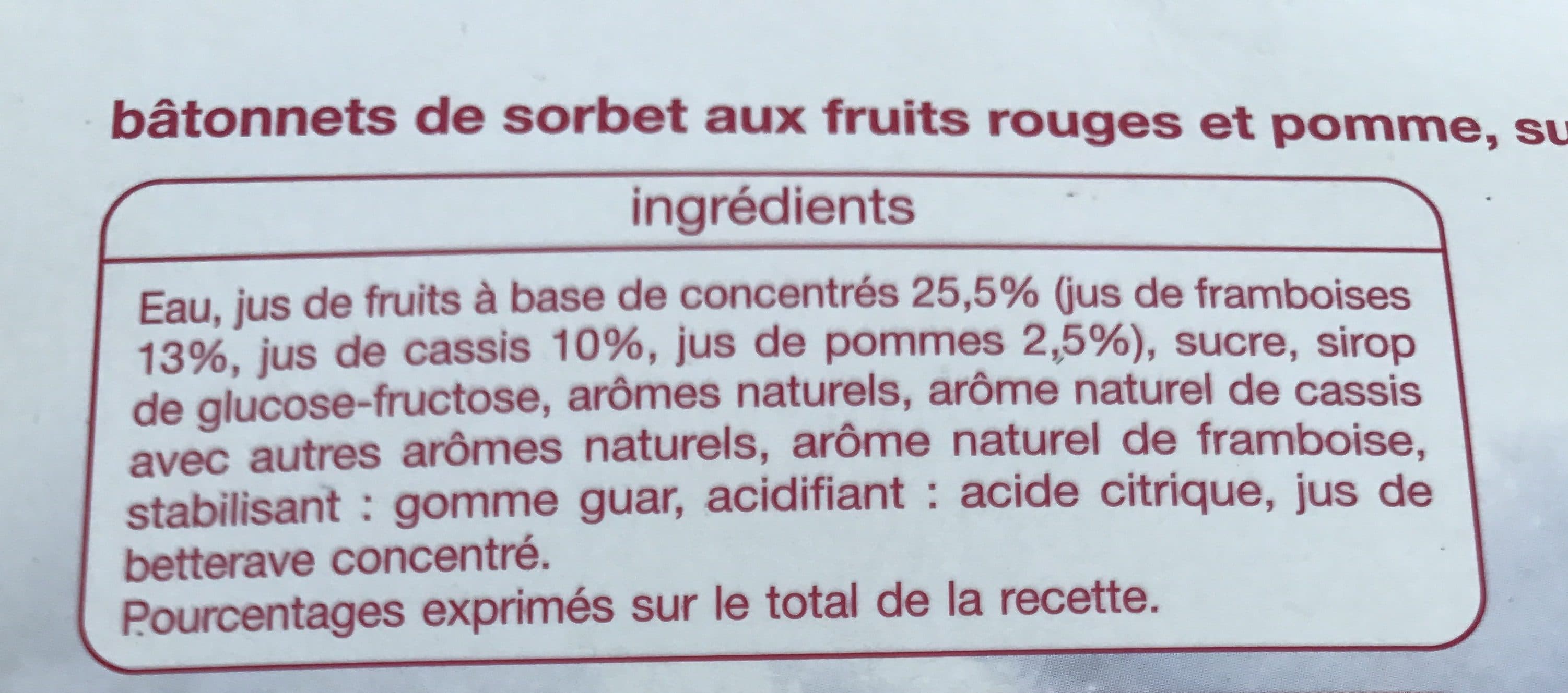Auchan Sorbet Fruits Rouges-Pomme packshot
