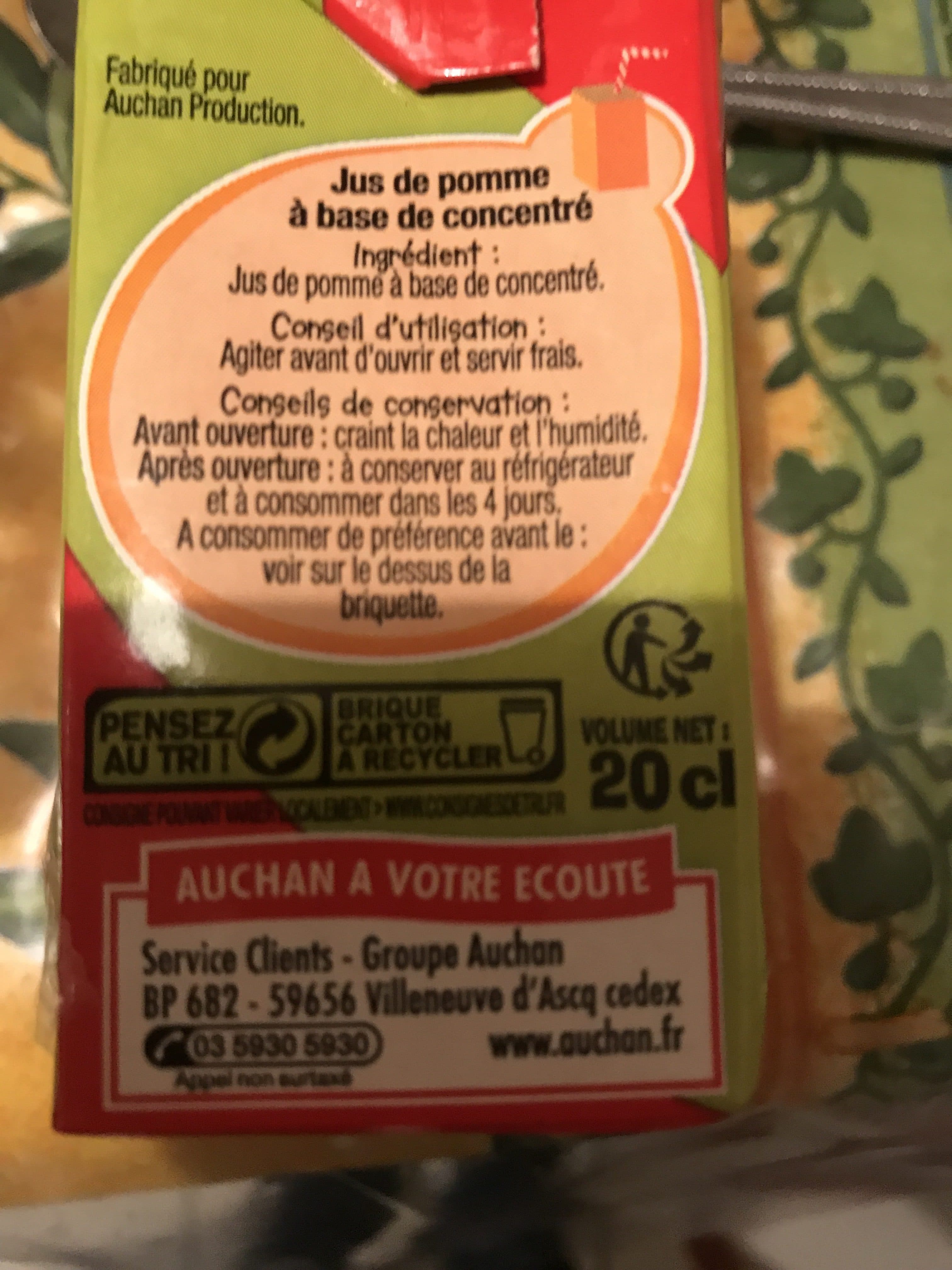 Auchan Auchan - Jus de pomme à base de concentré packshot
