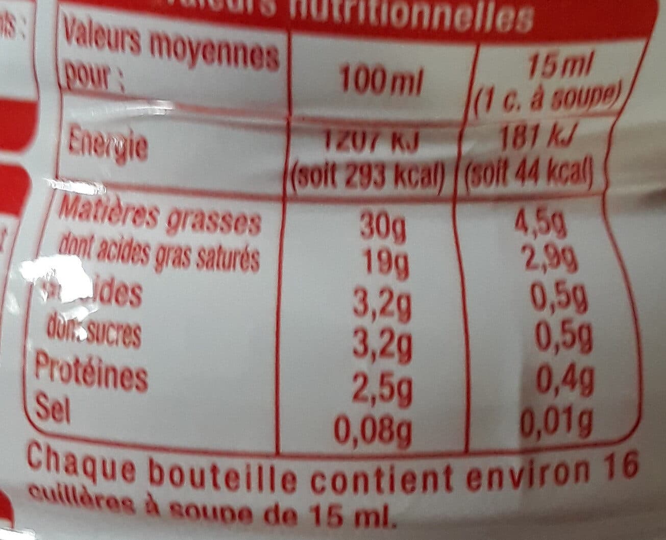Auchan Crème entière fluide30% mat. gr. packshot