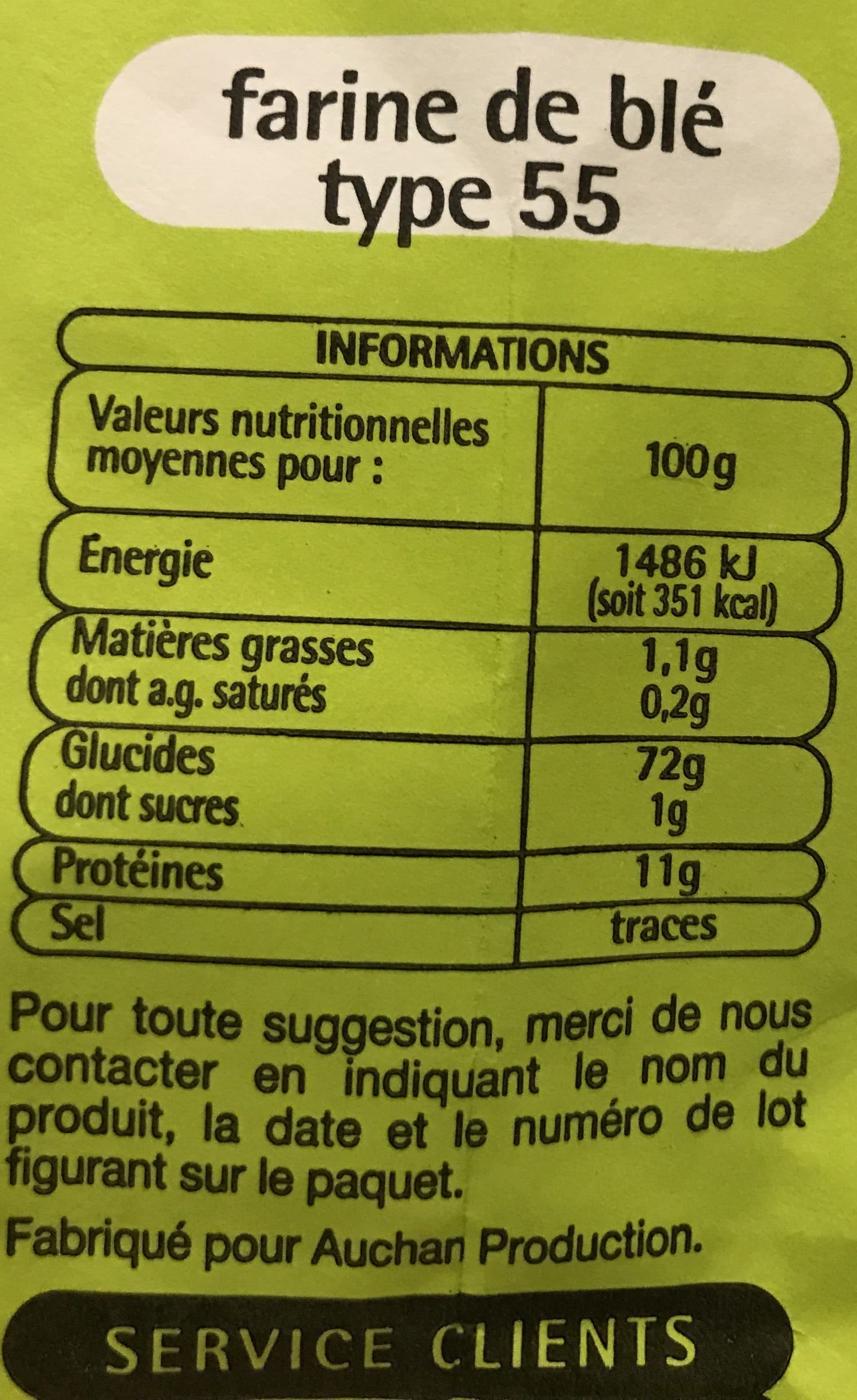 Auchan Farine de blé T55 packshot