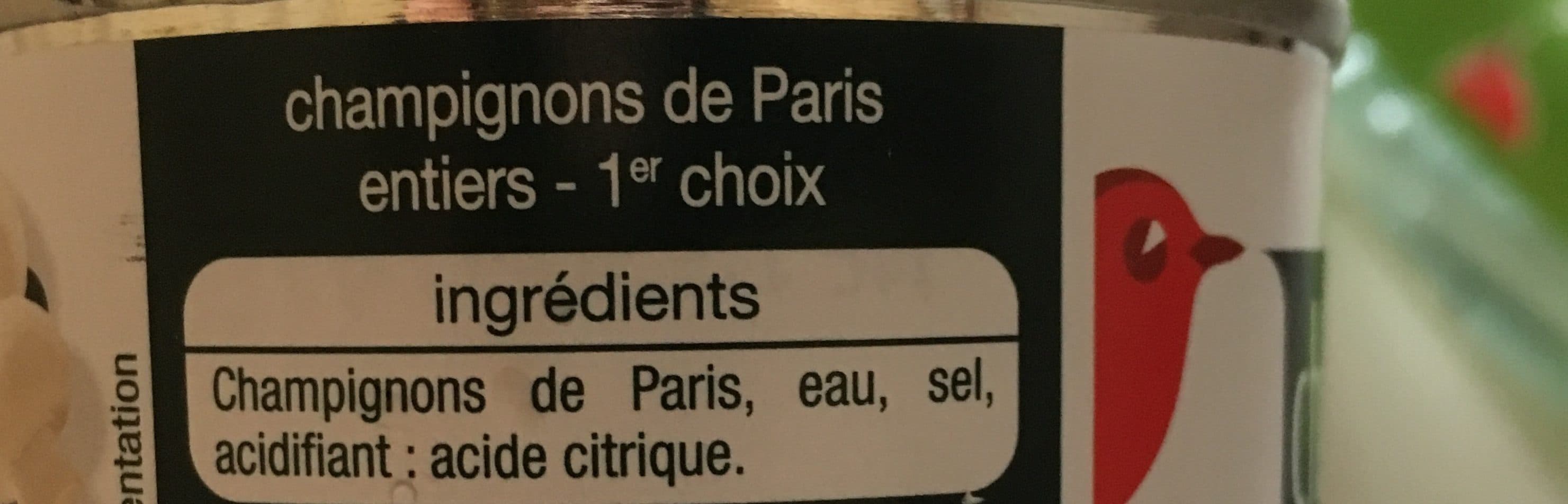 Auchan Champignon de Paris Entiers 1er choix packshot