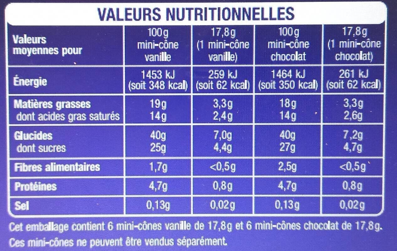 Auchan Auchan mini-cônes 6 vanille 6 chocolat packshot