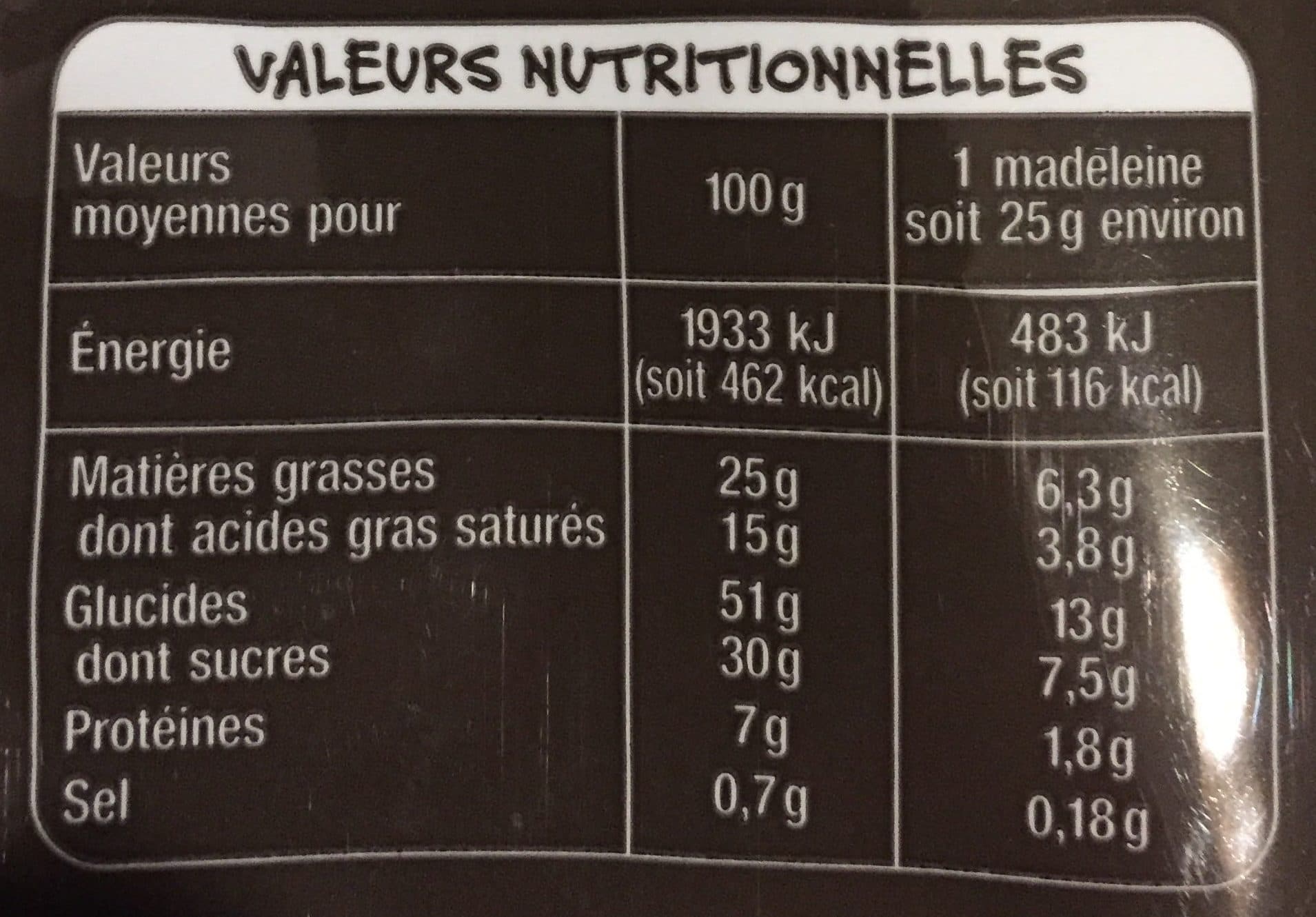 Auchan Madeleines nappées de chocolat packshot