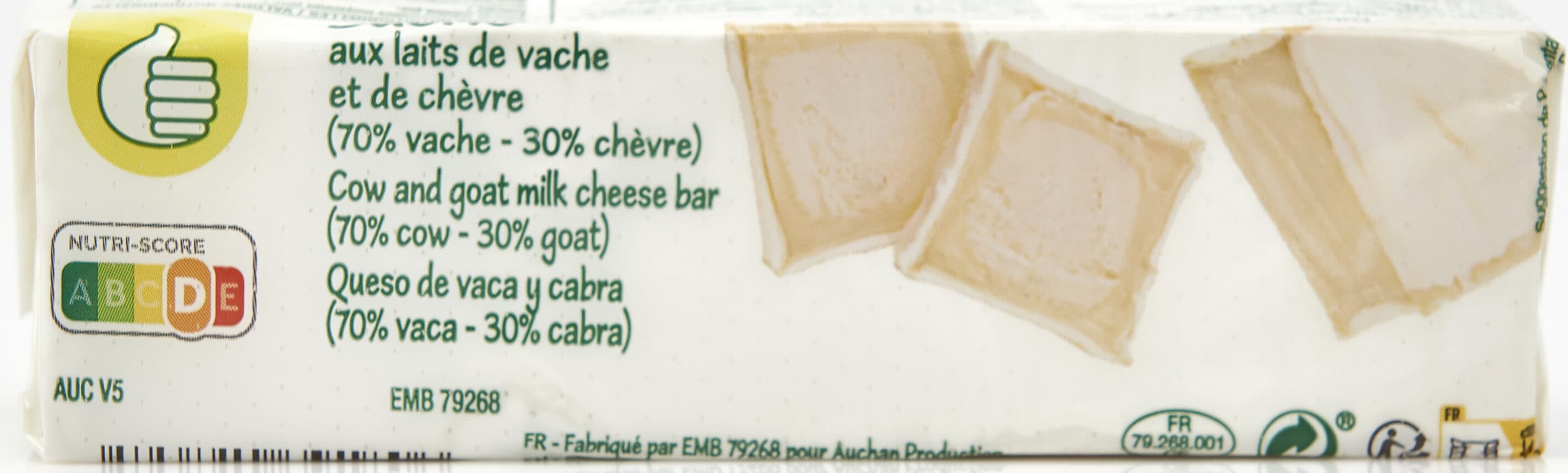 Auchan Bûche aux laits de vache et de chèvre70% vache - 30% chèvre packshot