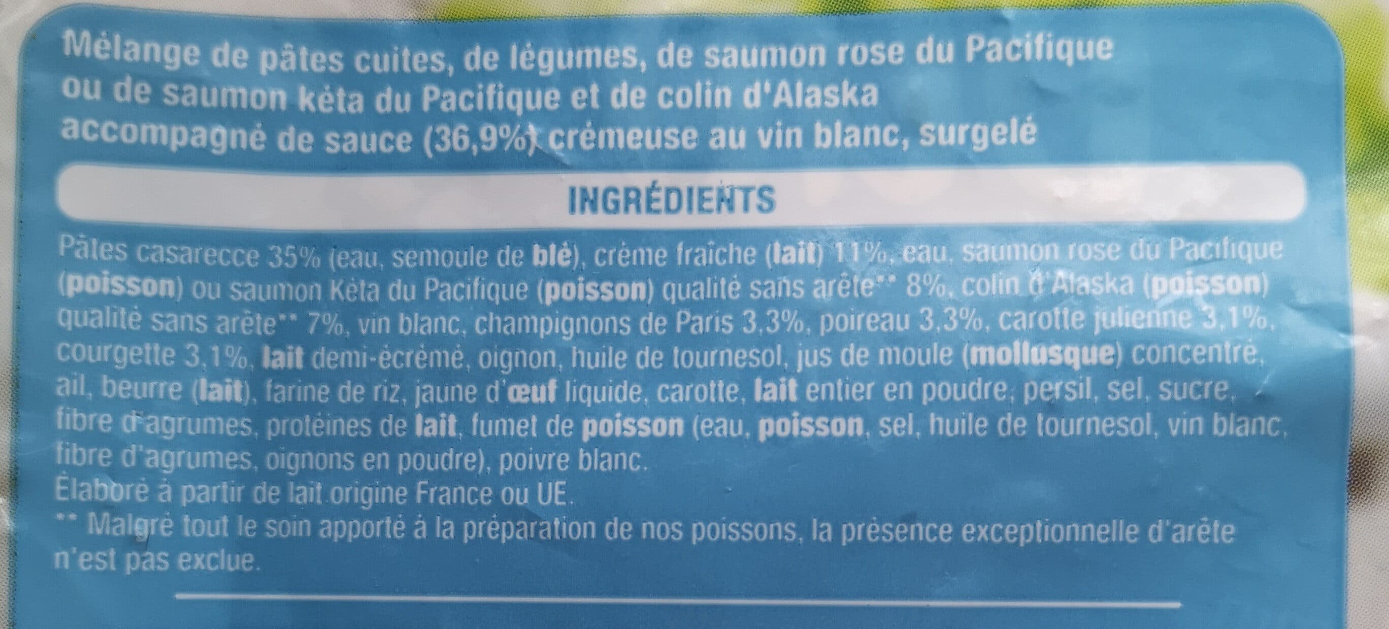 Auchan Pâtes casarecceduo de poissonpetits légumes packshot