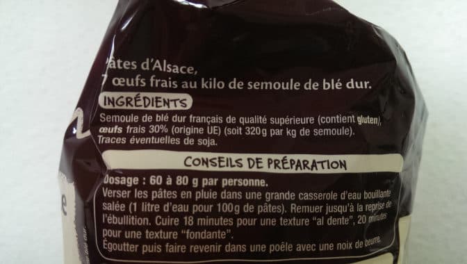 Auchan Spaetzle pâtes d'Alsace IGP aux 7 œufs frais packshot