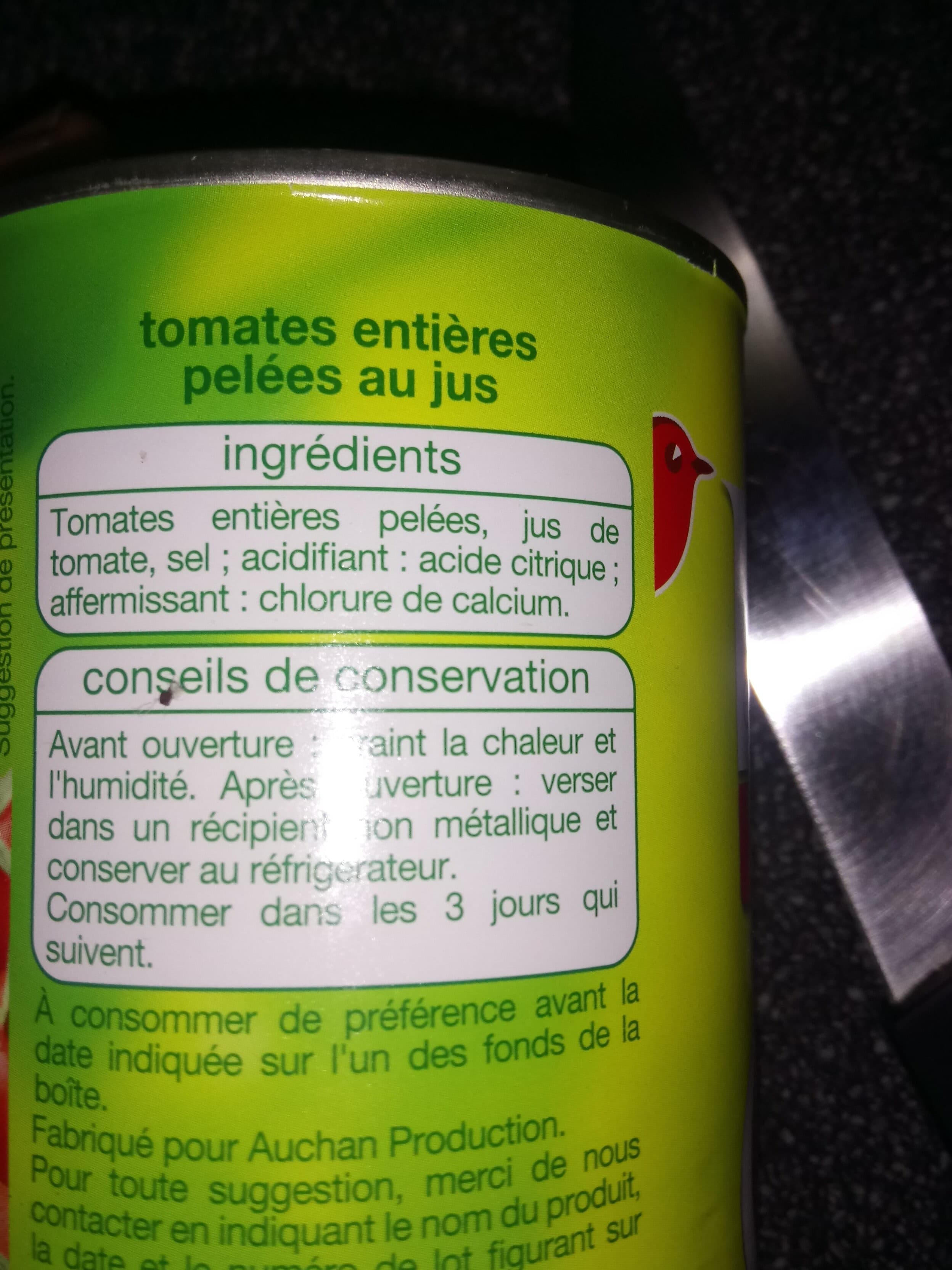 Auchan Tomates Entières Pelées au Jus packshot