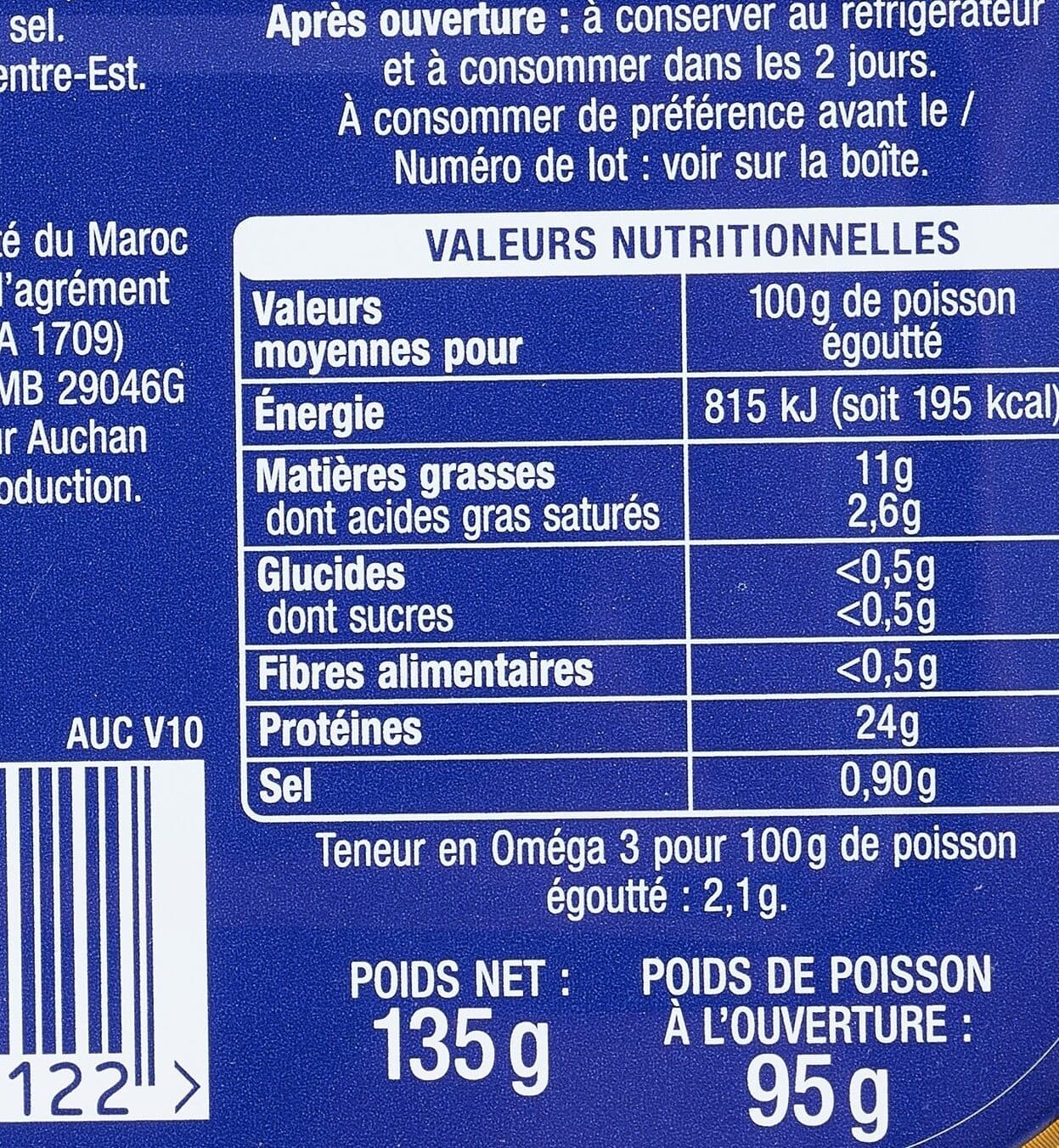 Auchan Sardines à l'huile de tournesol packshot